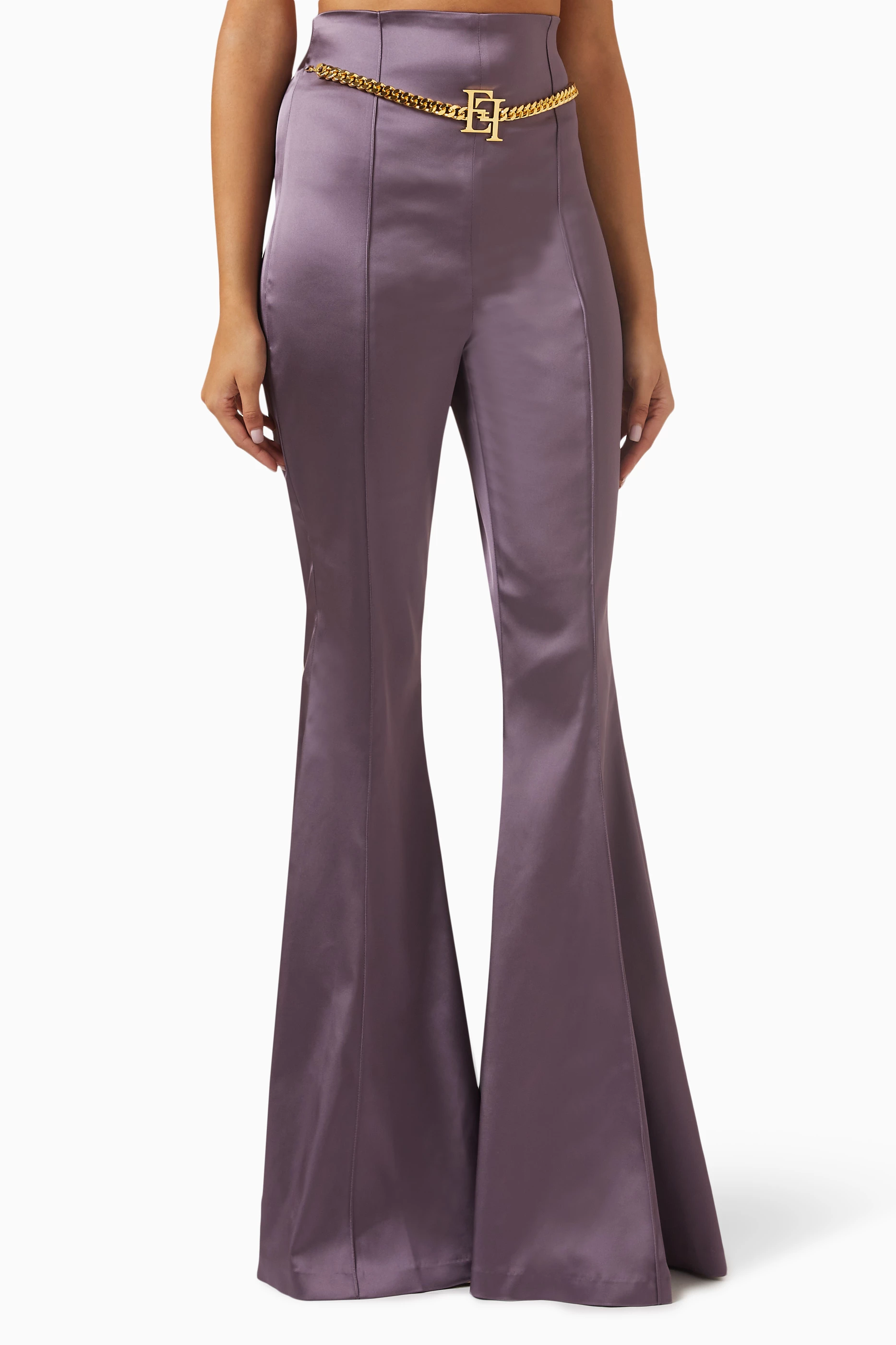 High-waist satin trousers  Elisabetta Franchi® Outlet