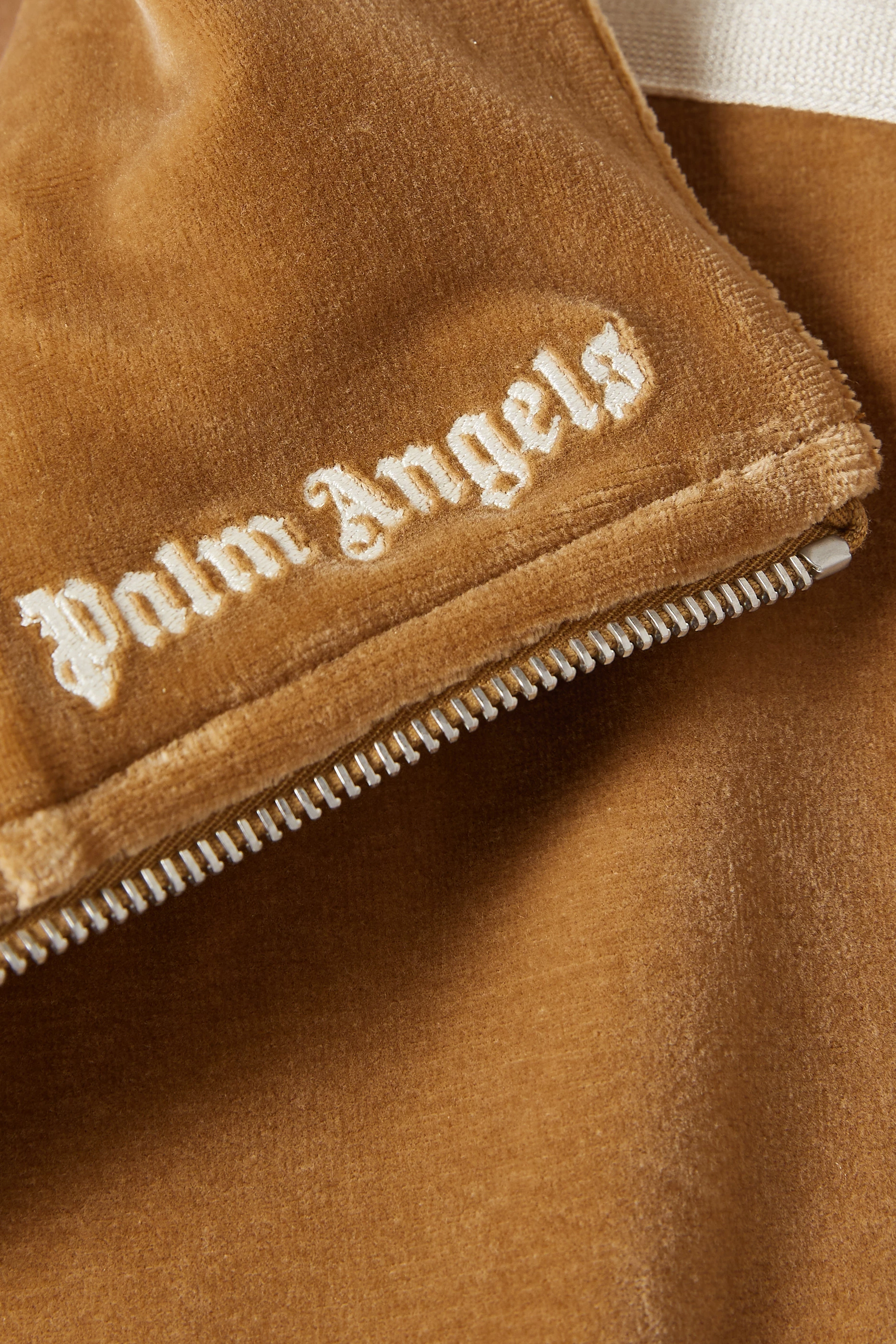 Buy Palm Angels Neutral Side strip Track Jacket in Velvet for