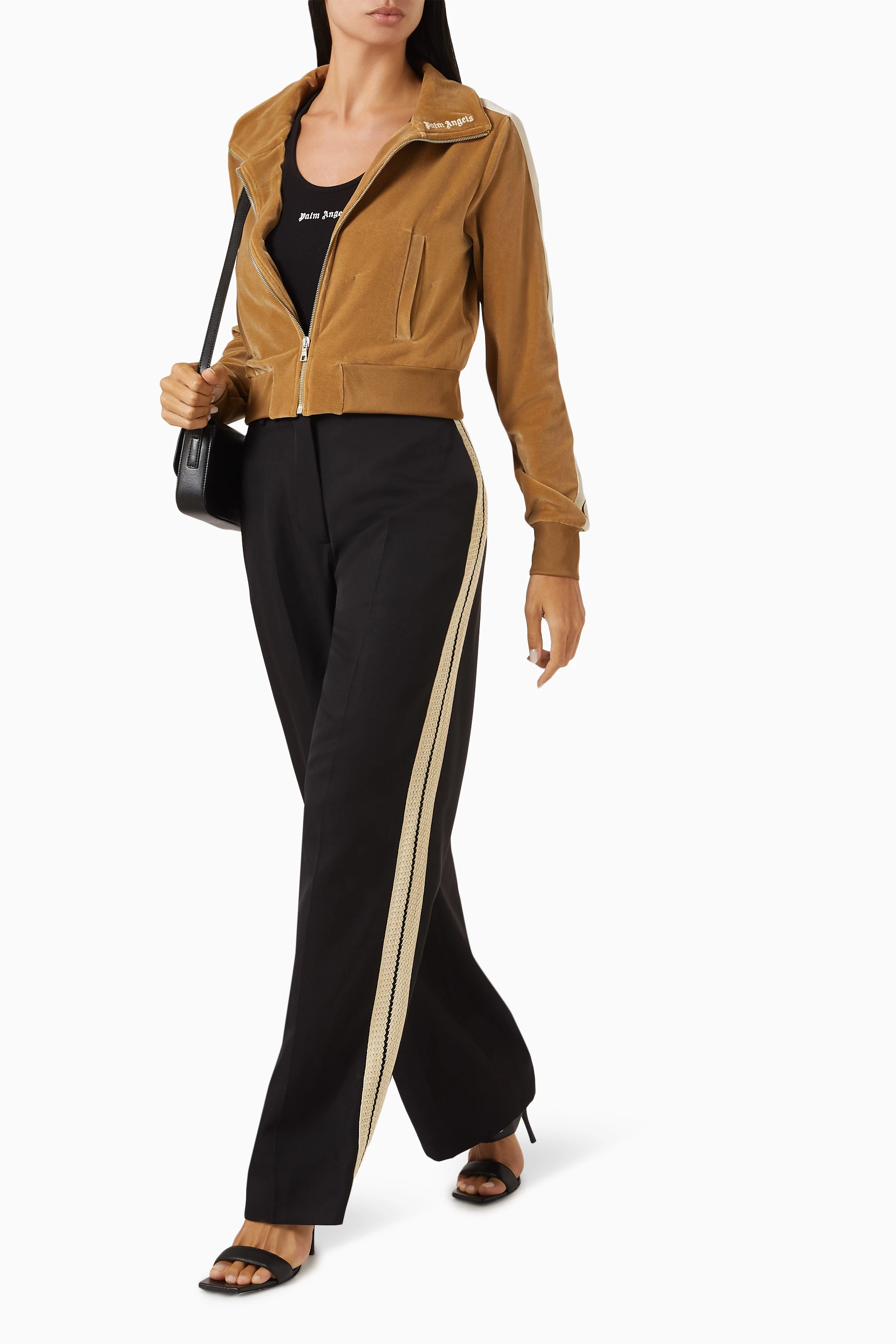 Buy Palm Angels Neutral Side strip Track Jacket in Velvet for