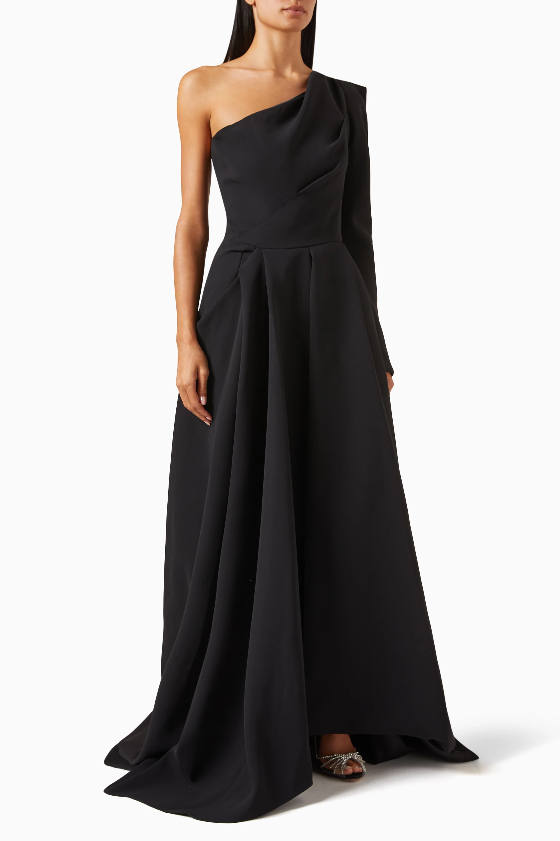 One shoulder gown on sale black
