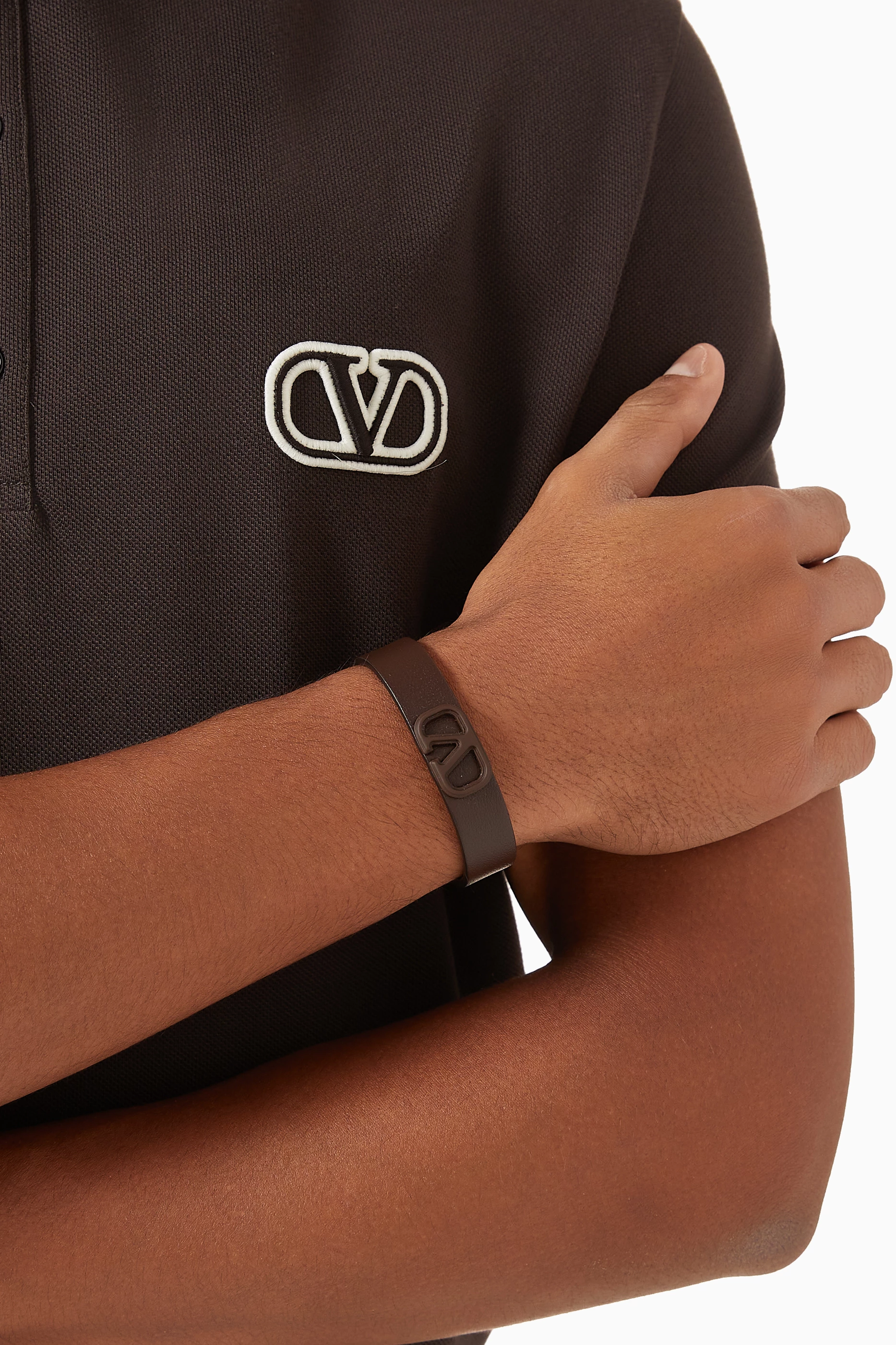 Buy Valentino Garavani Brown Valentino Garavani VLOGO Bracelet in