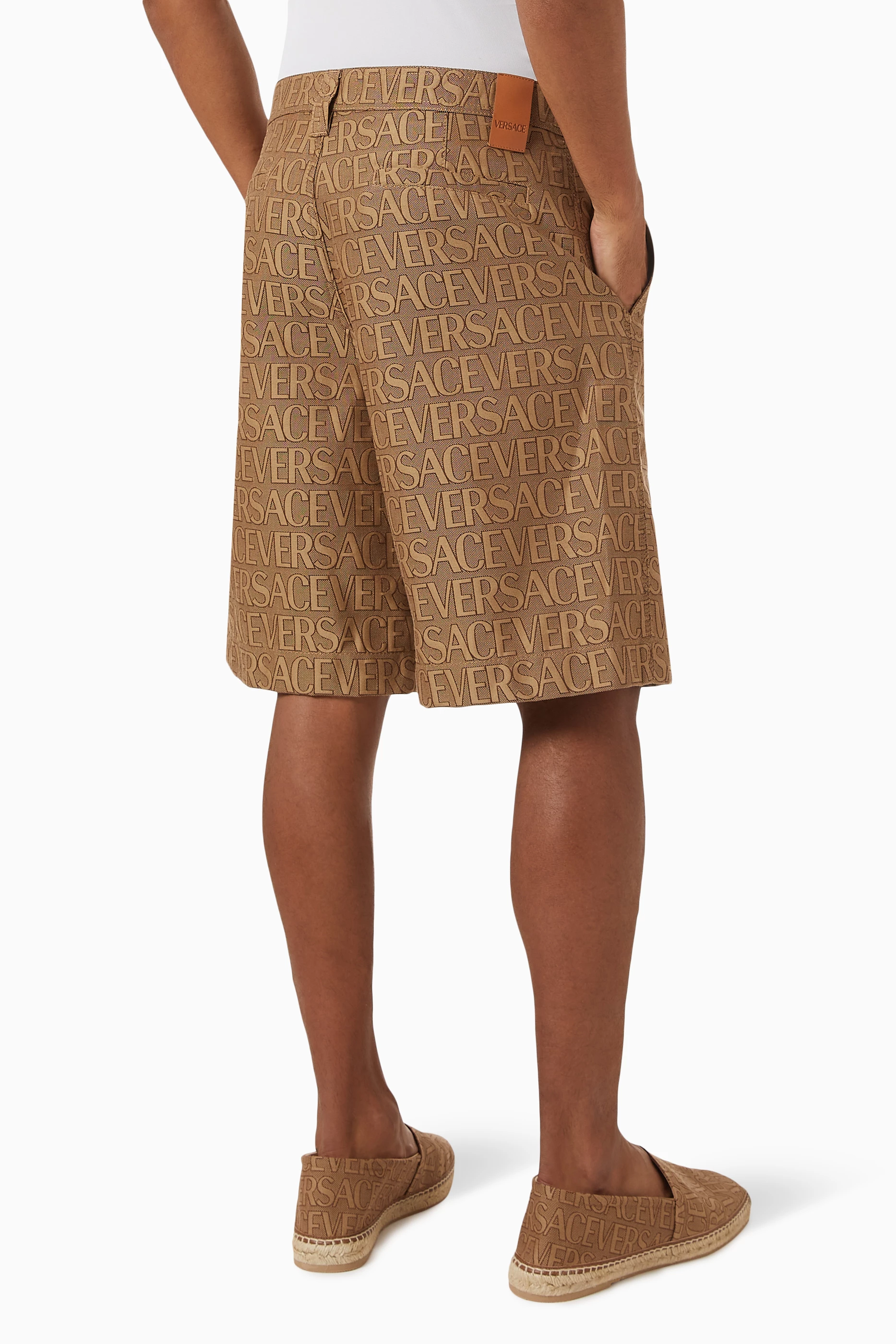 Buy Versace Brown Logo Shorts in Nylon Blend for Men in UAE Ounass