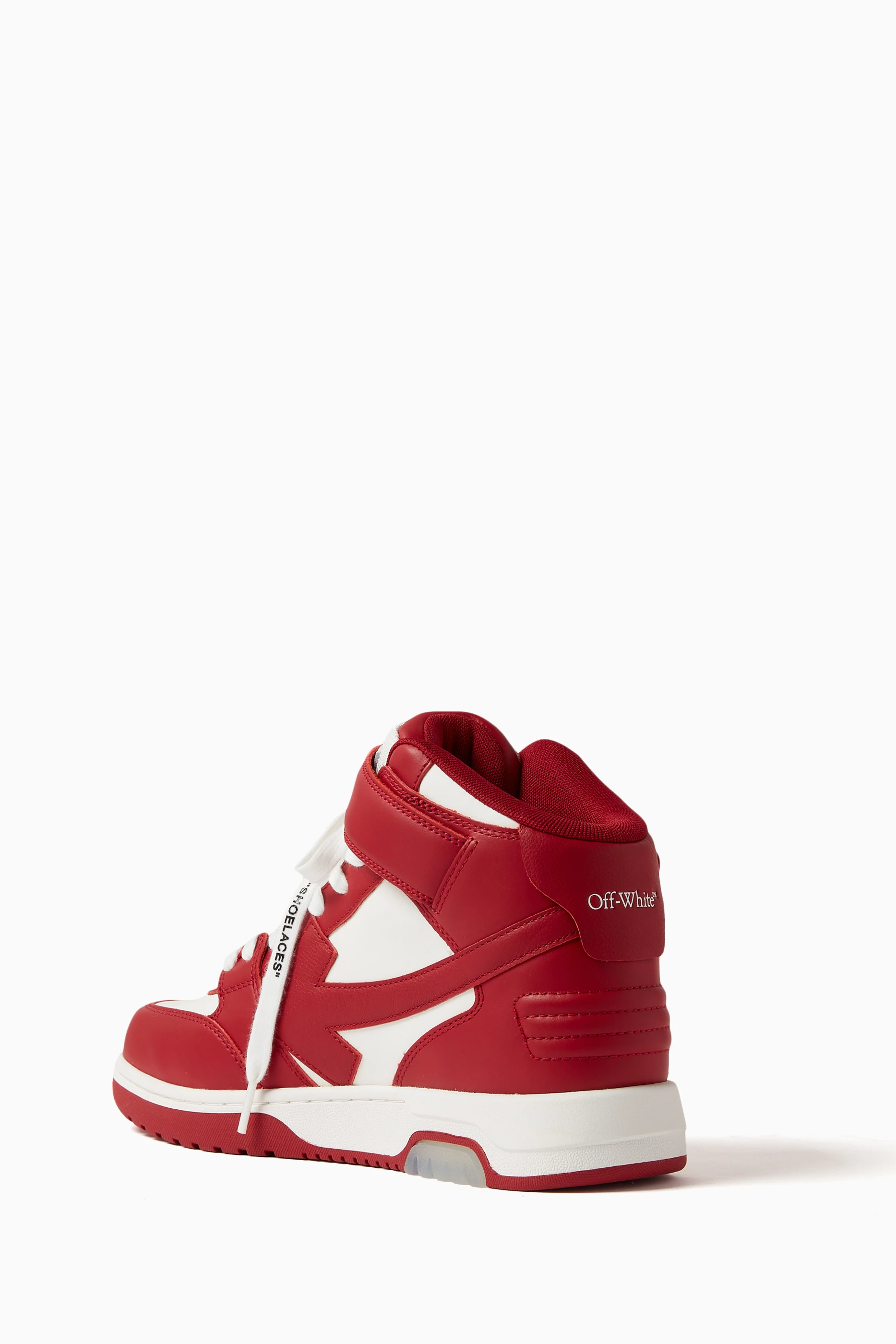 Buy Off White Red Out Of Office Mid Top Sneakers in Leather for