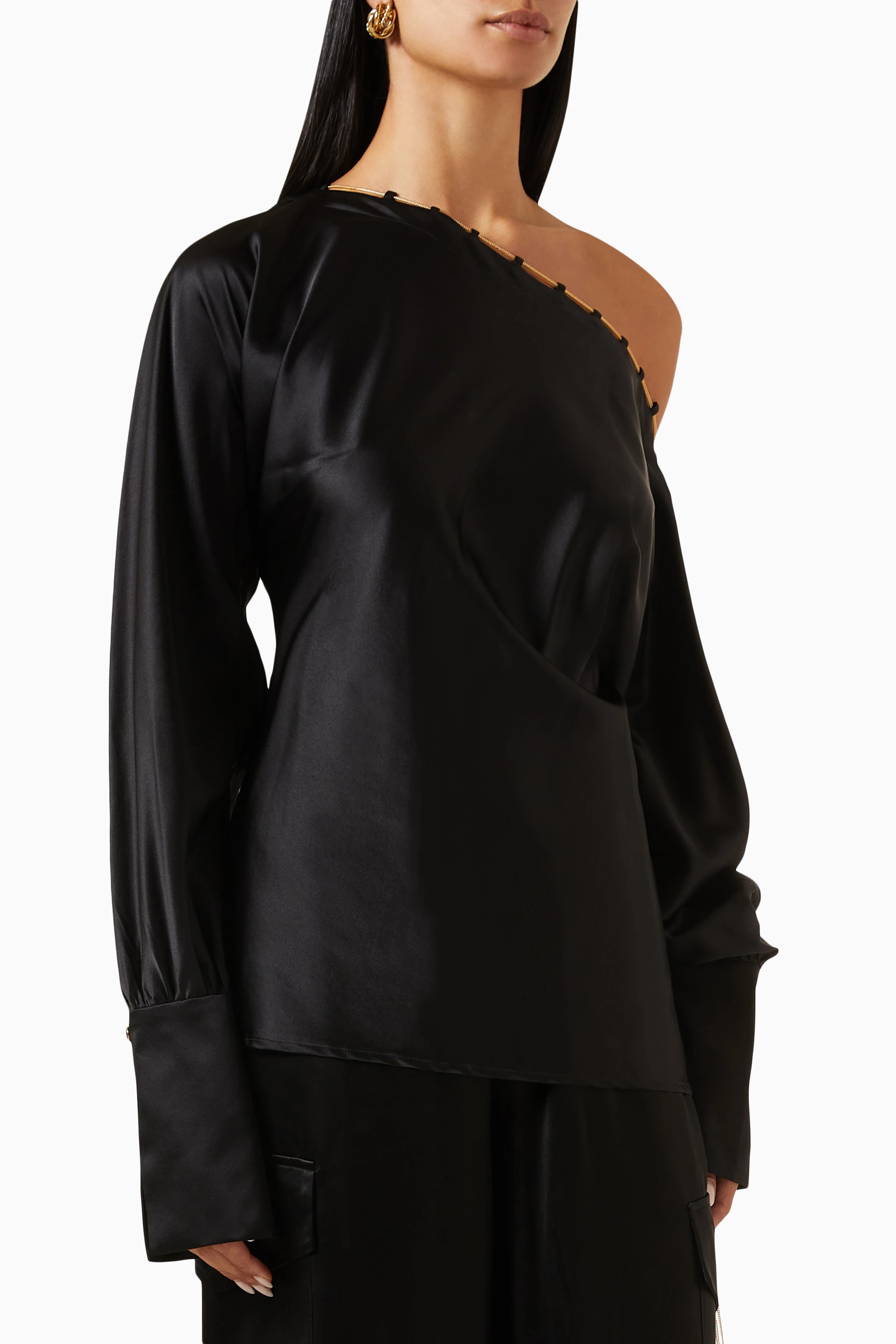 One shoulder 2025 silk top