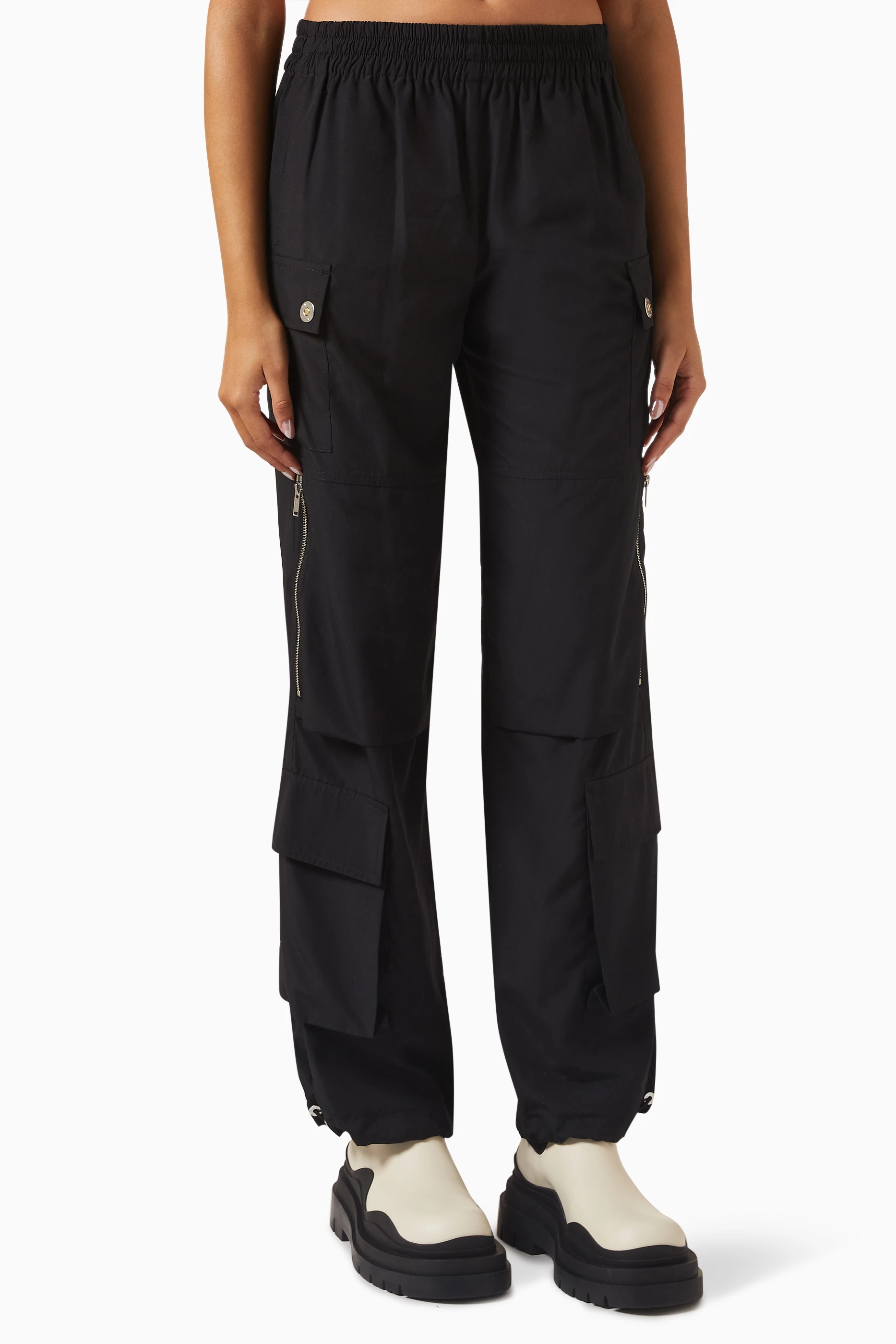 ELOIR Trousers for women Flap Pocket Side Cargo Pants (Color : Black, Size  : M): Buy Online at Best Price in UAE 