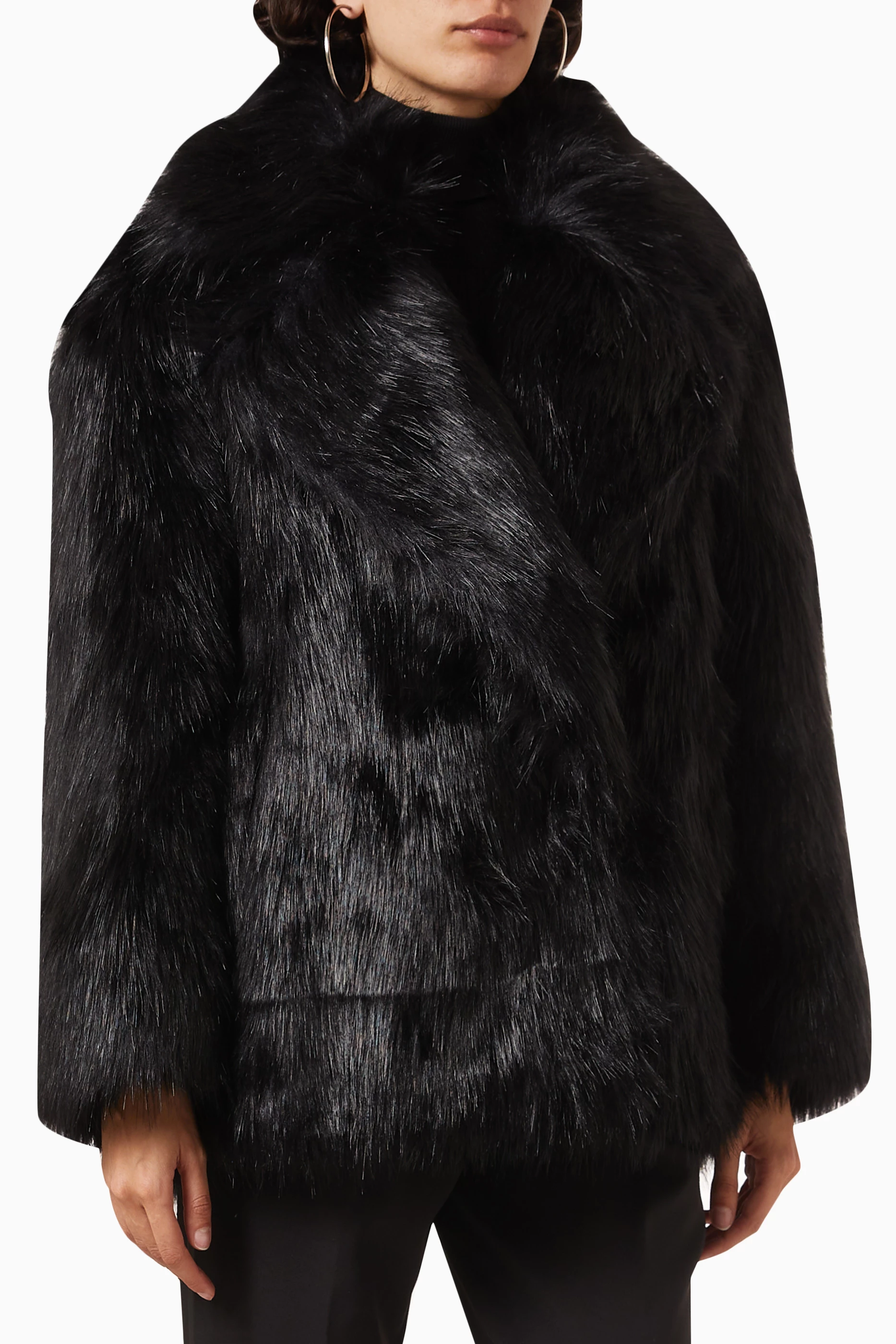 Fallon Short Faux Fur Coat - Black – The Frankie Shop