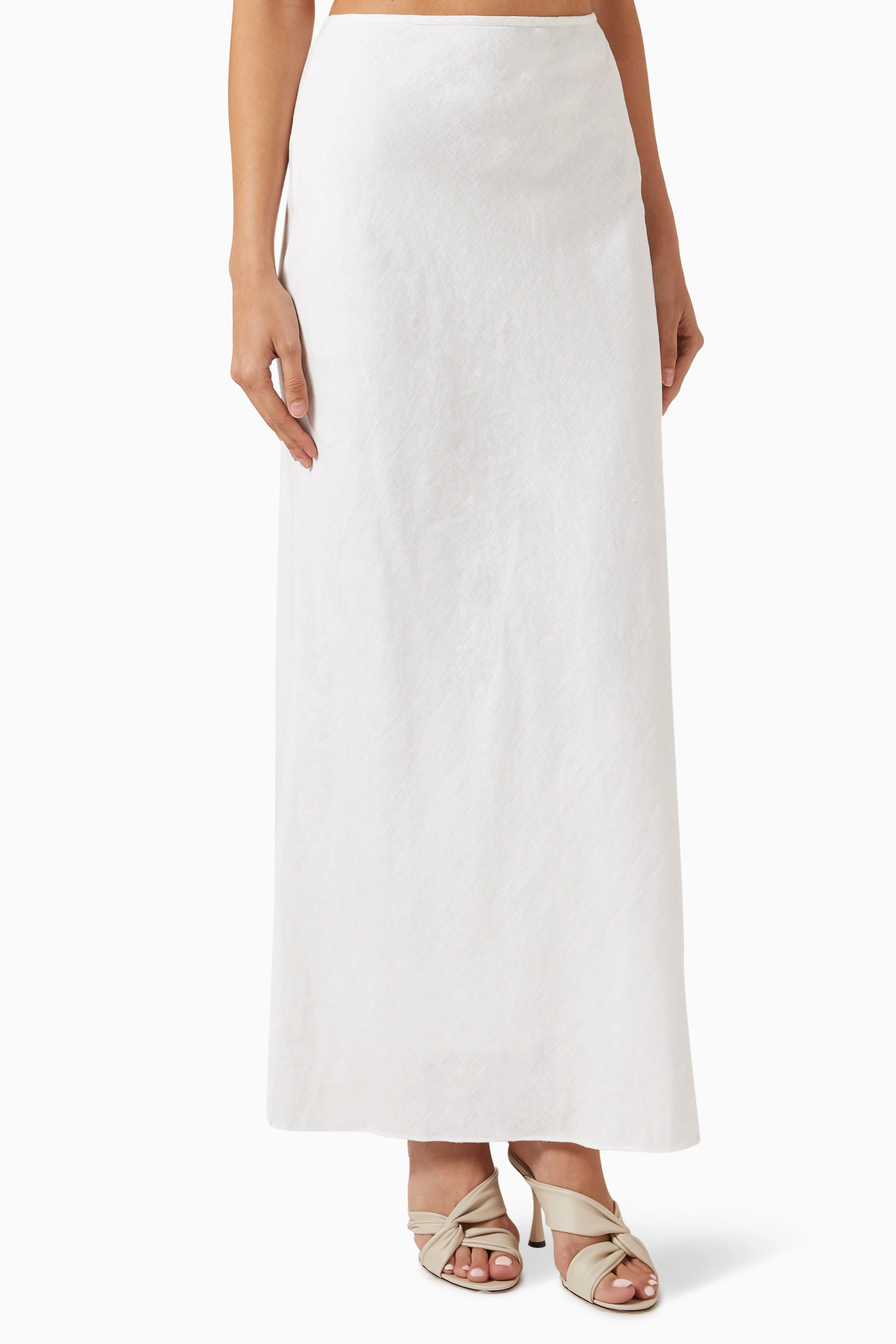 Buy Posse White Aurora Maxi Skirt in Linen for Women in UAE Ounass