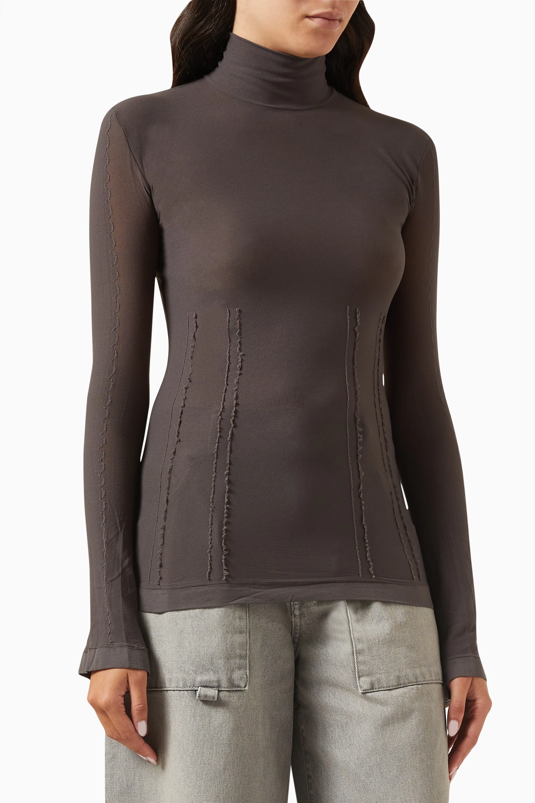 Buy Acne Studios Grey Egaia Turtleneck in Nylon for Women in UAE