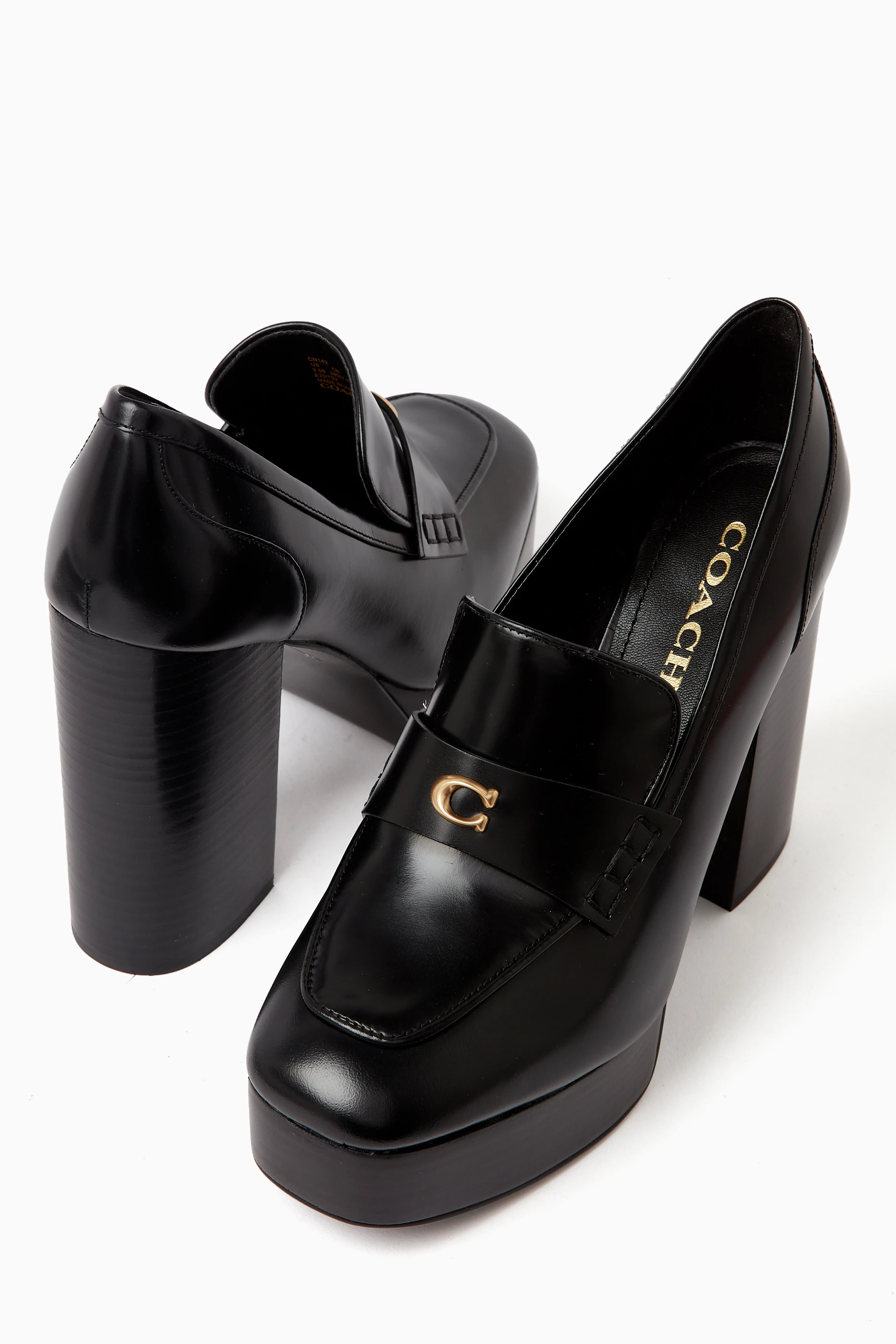 Buy Coach Black Ilyse Platform Loafers in Smooth Leather for Women in UAE Ounass