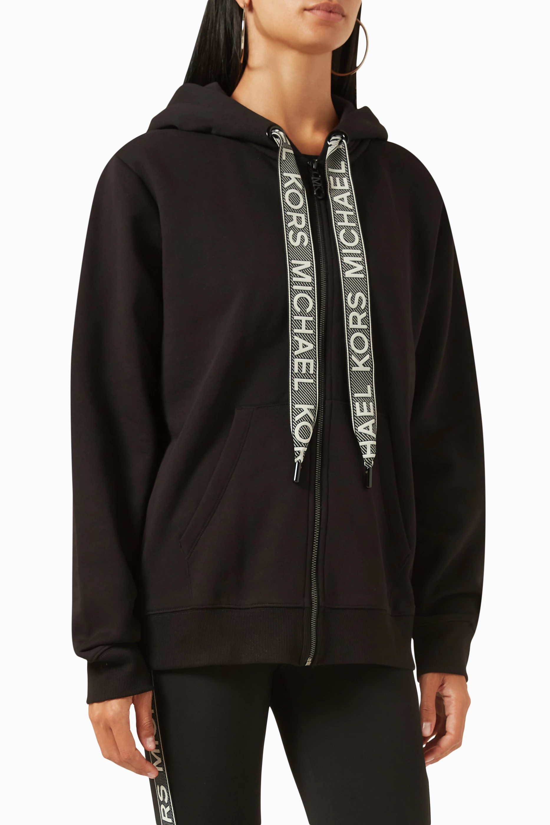 Womens logo tape zip up hoodie sale