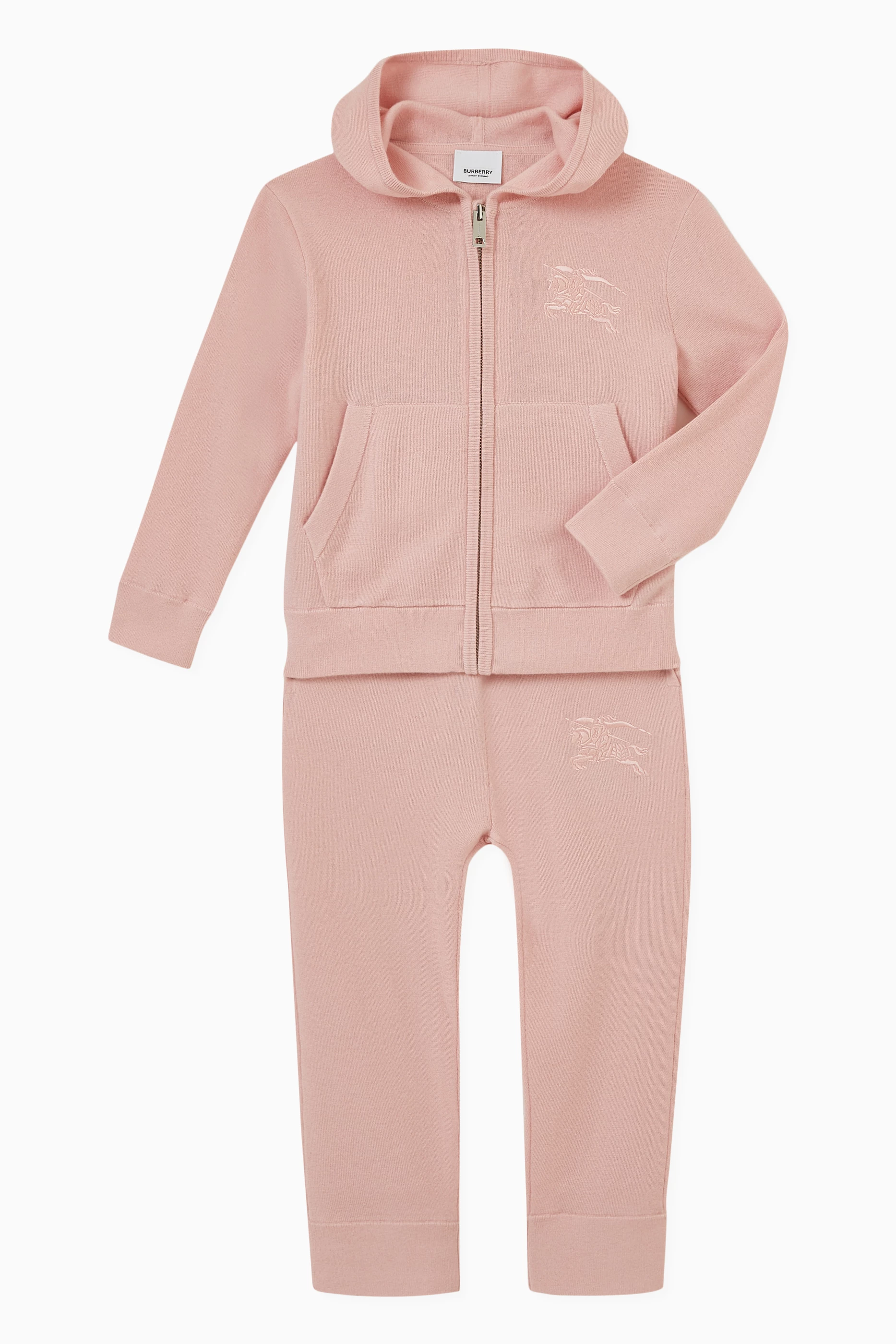 Buy Burberry Pink Logo Hoodie in Cotton for Girls in UAE Ounass