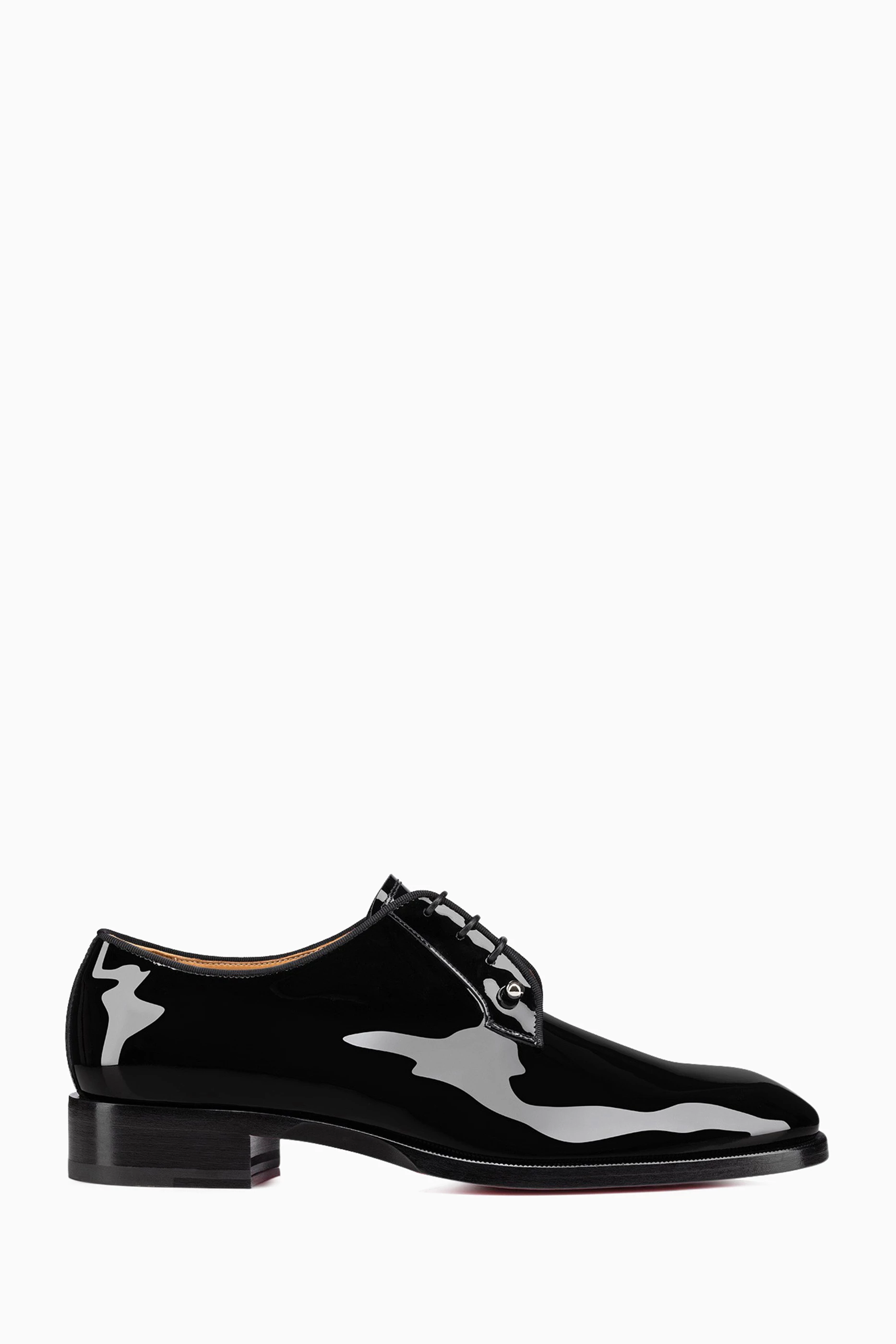Buy Christian Louboutin Black Chambeliss Lace up Shoes in Patent