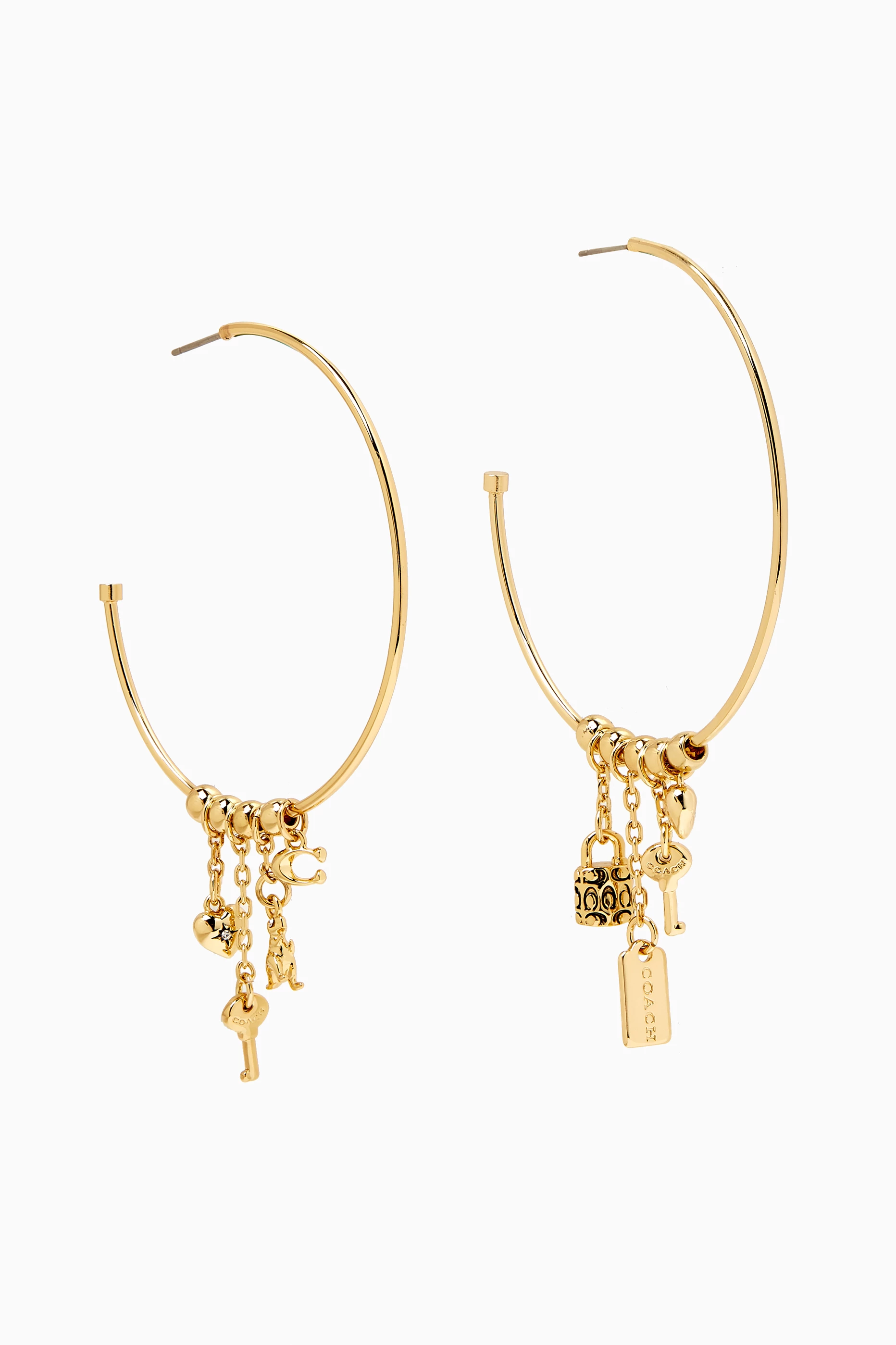 Buy Coach Gold Iconic Charm Hoop Earrings in Metal for Women in