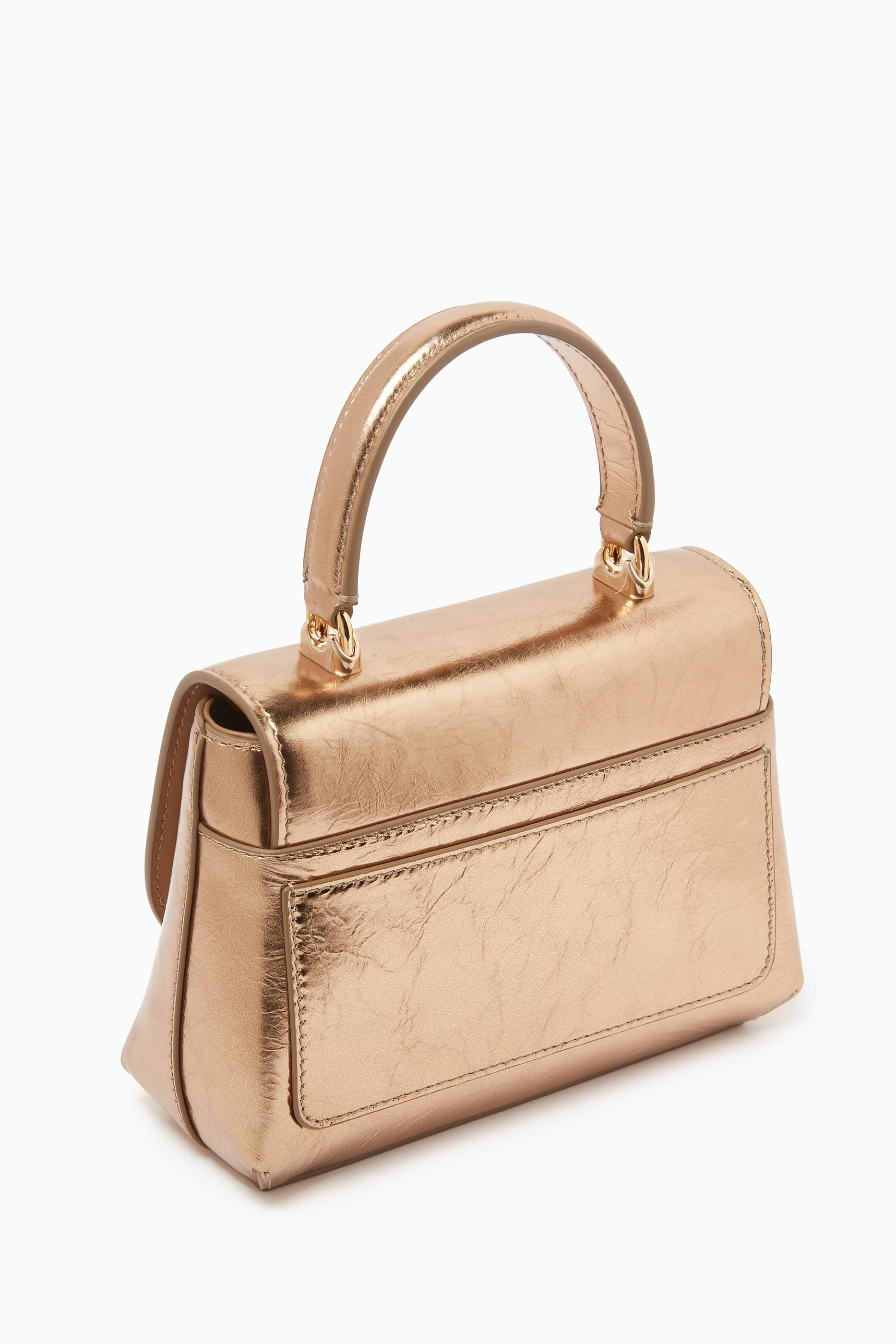 Gold top shop handle bag