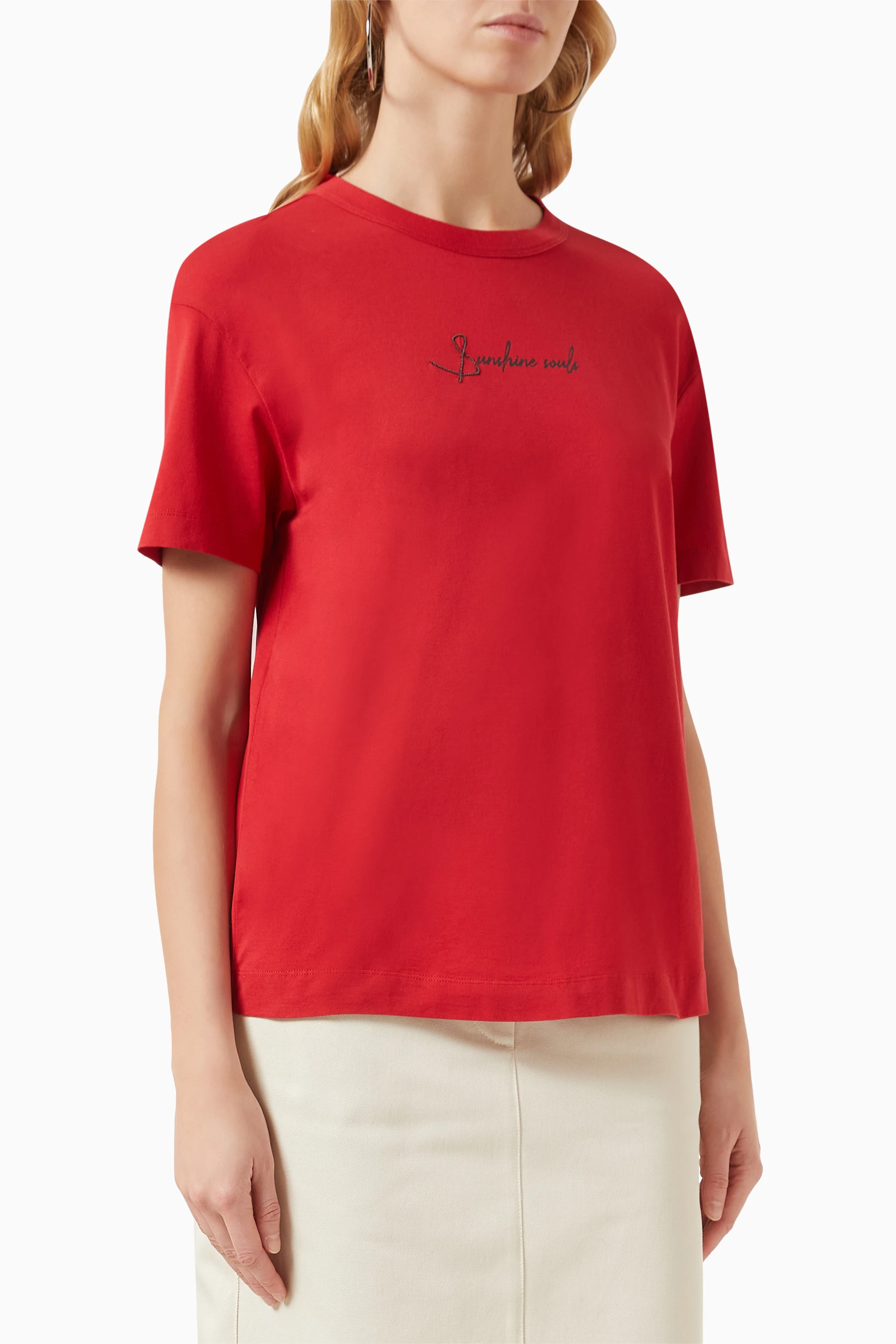 Red t shirt for women hot sale