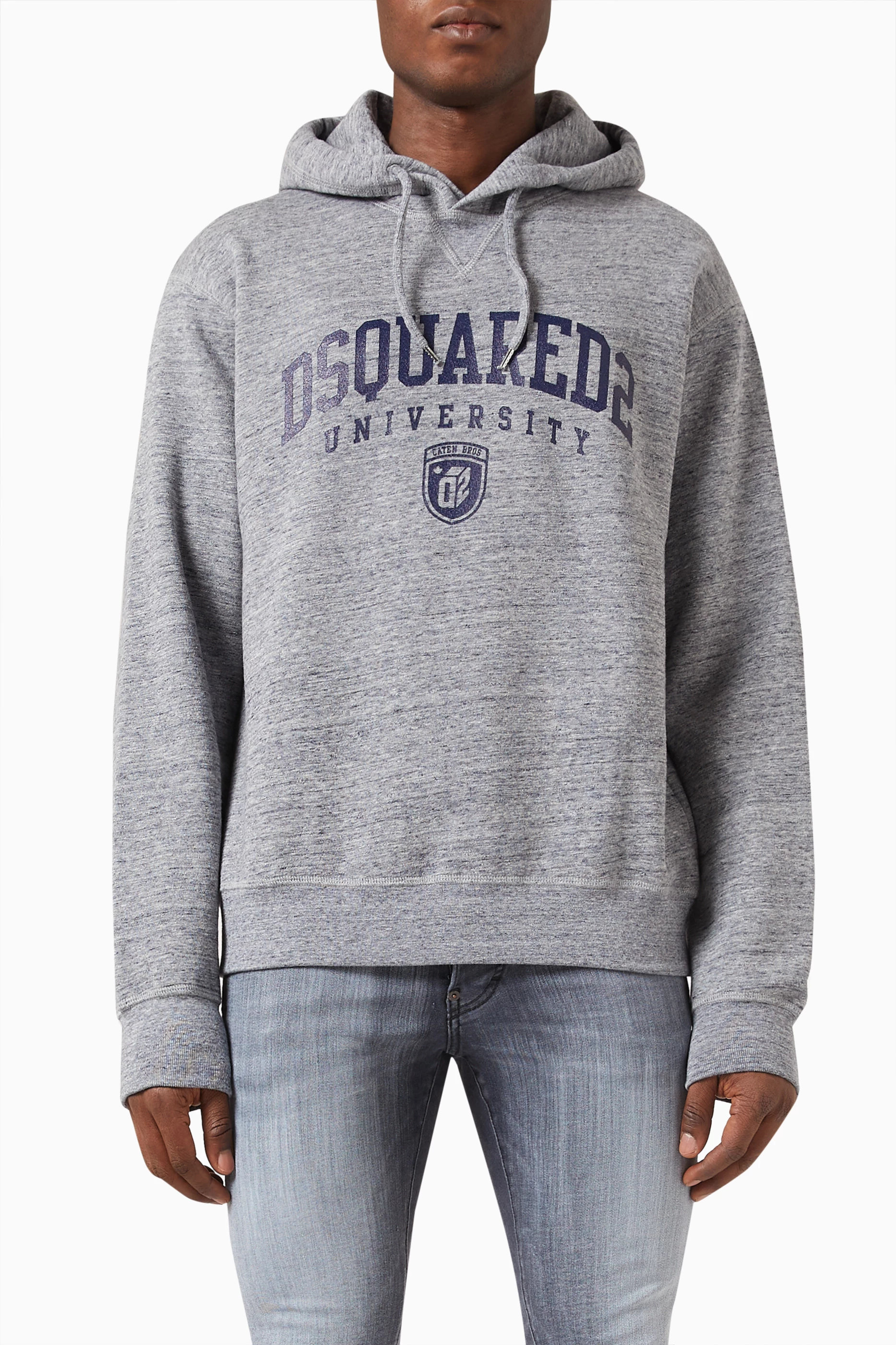 Buy Dsquared2 Grey Cool University Hoodie in Cotton for MEN in UAE