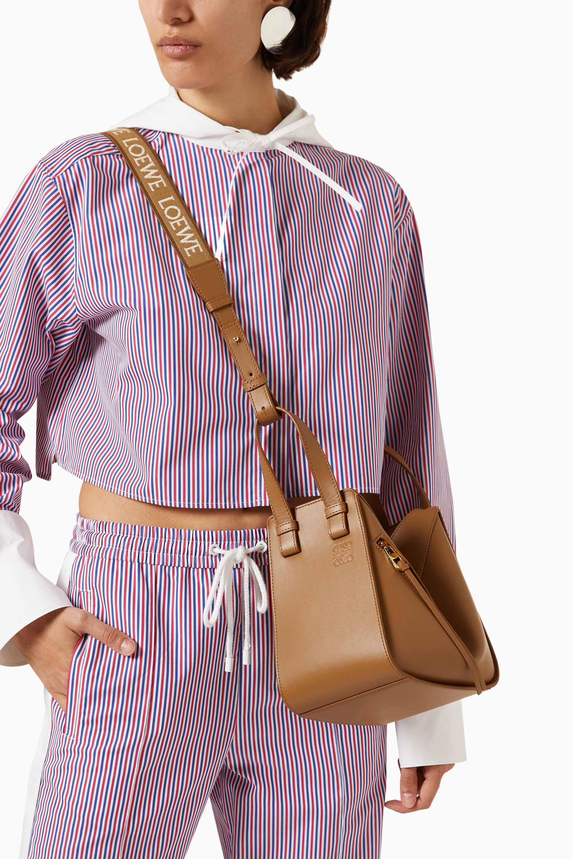 Buy LOEWE Brown Hammock Compact Bag in Satin Calfskin for Women in