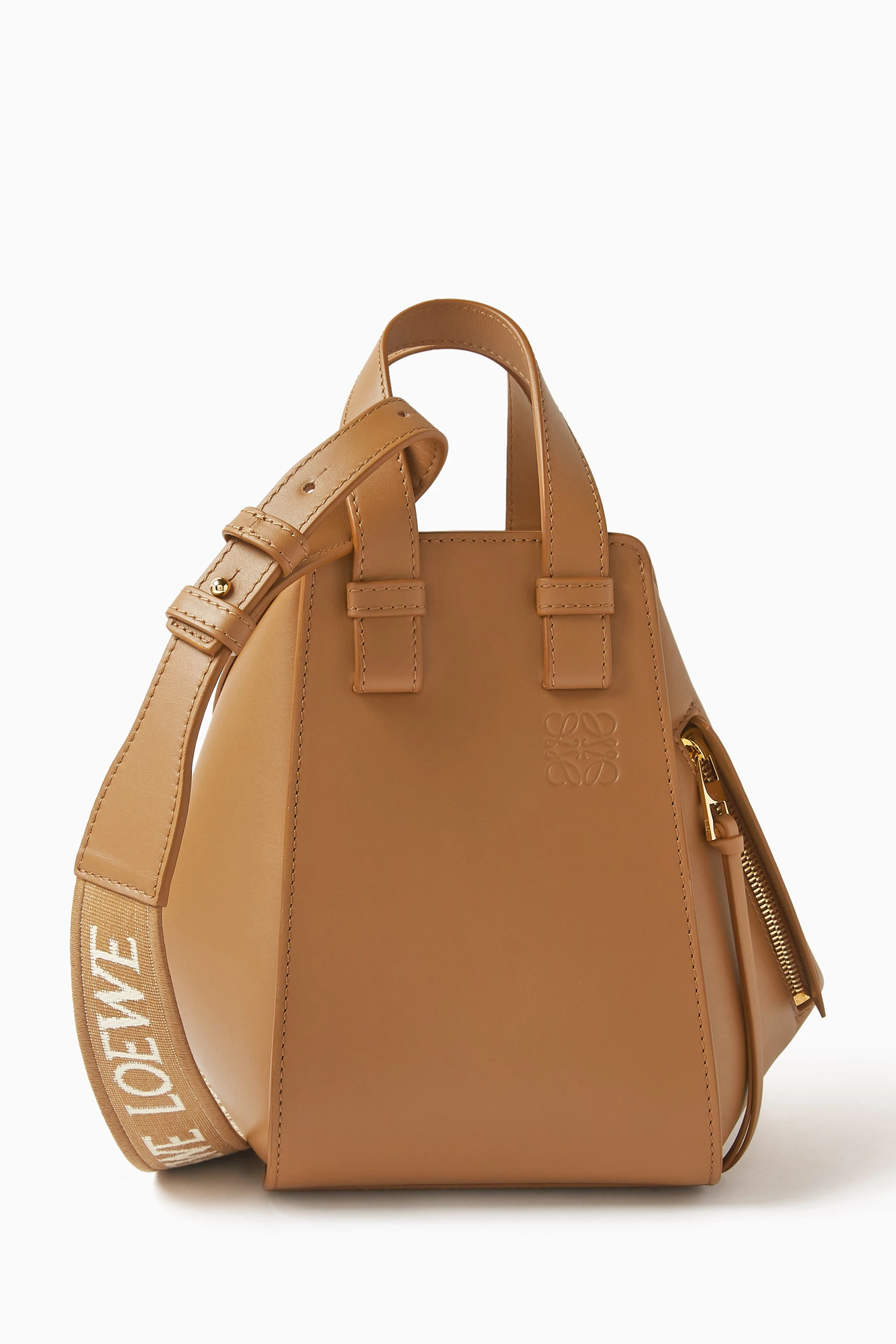 Buy LOEWE Brown Hammock Compact Bag in Satin Calfskin for Women in