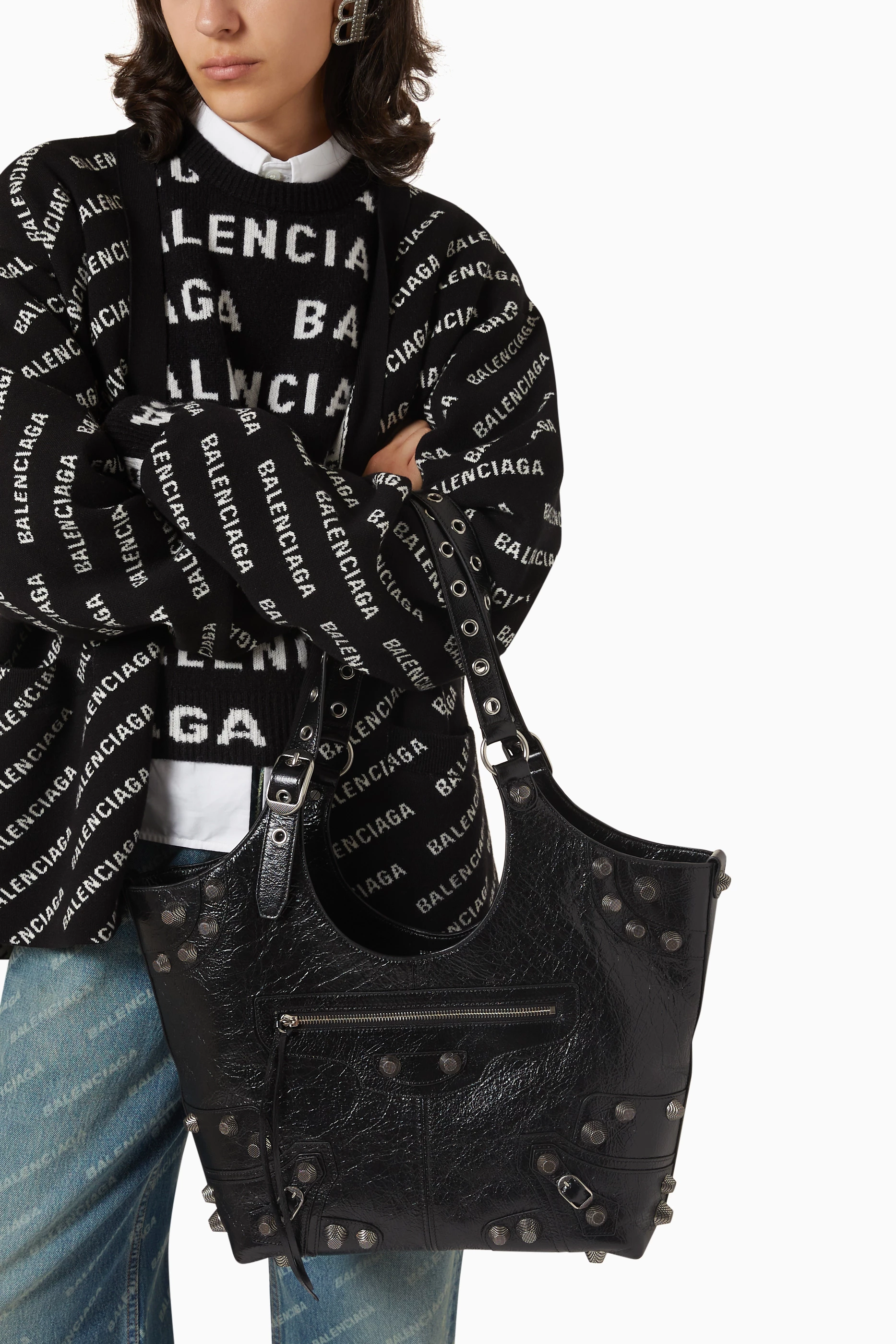 Buy Balenciaga Black Medium Le Cagole Carry all Bag in Arena