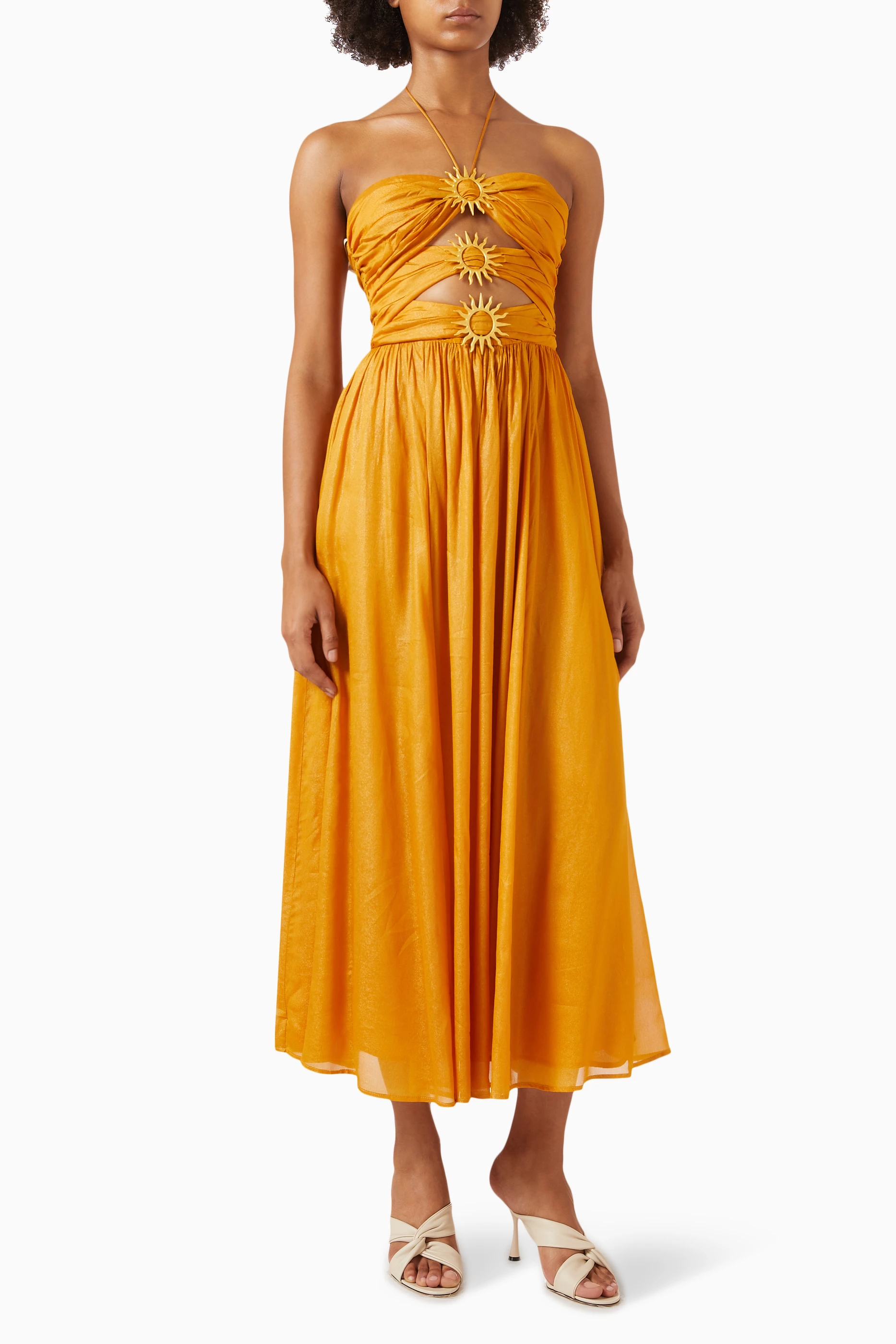 Buy Farm Rio Yellow Sun Buckle Maxi Dress in Viscose for Women in