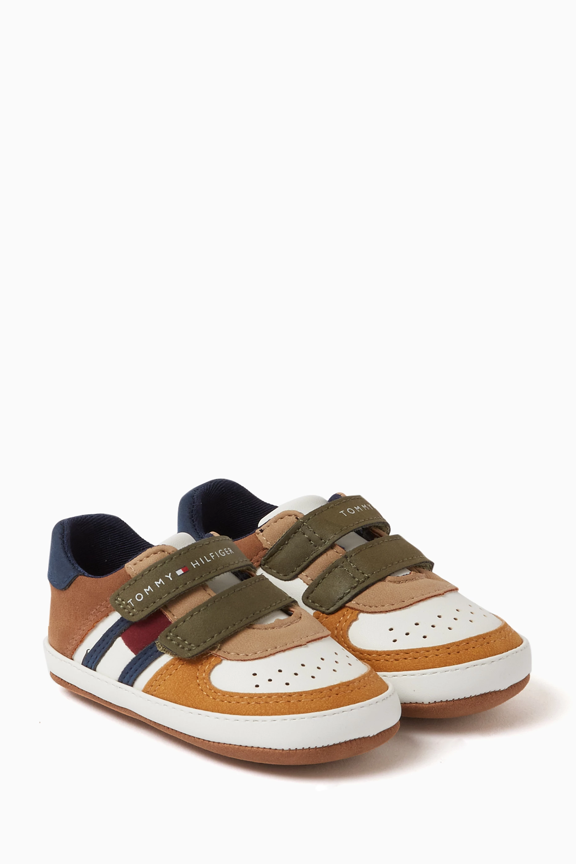 TOMMY HILFIGER: sneakers in recycled synthetic leather with Velcro - White