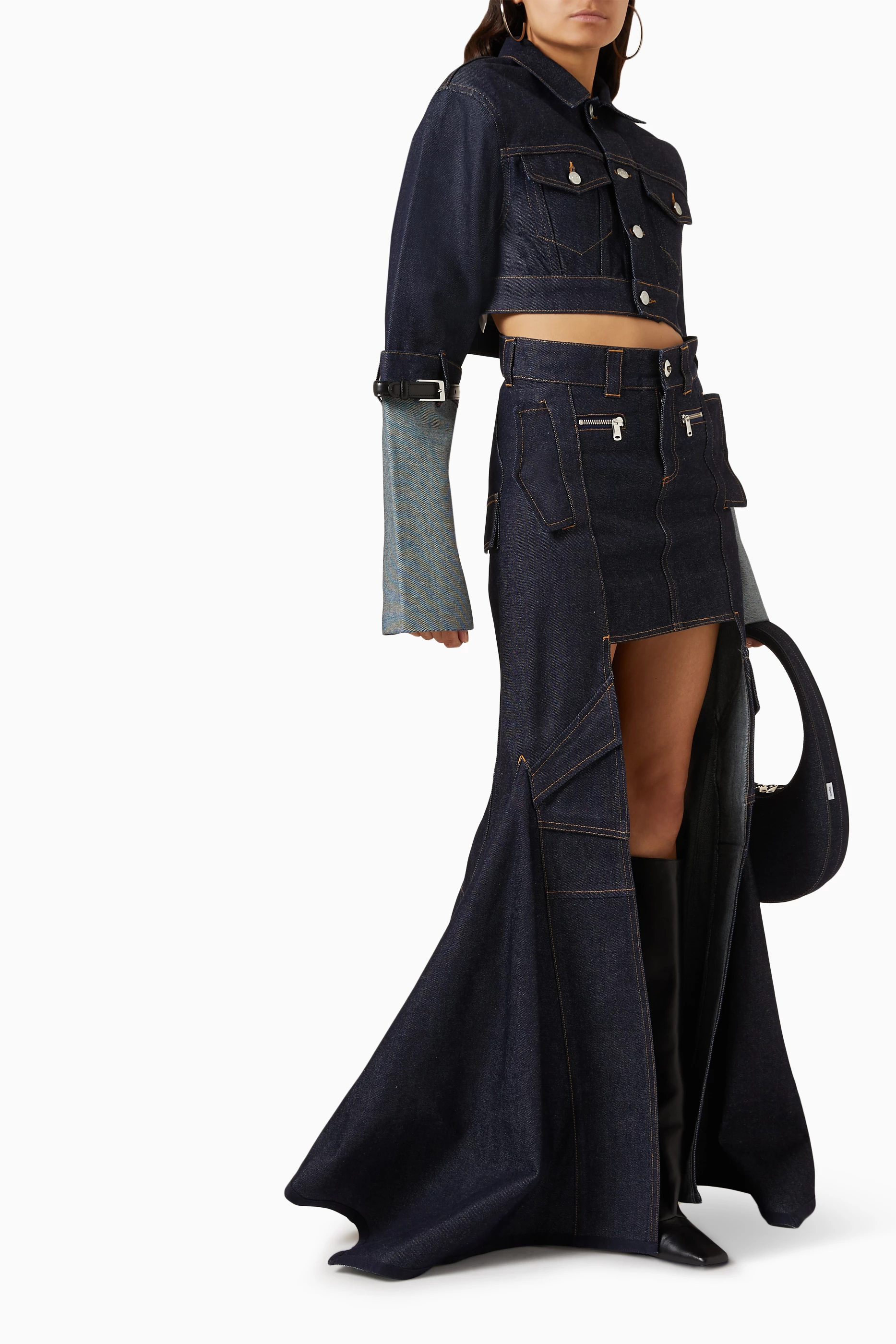 Panelled denim skirt cheap