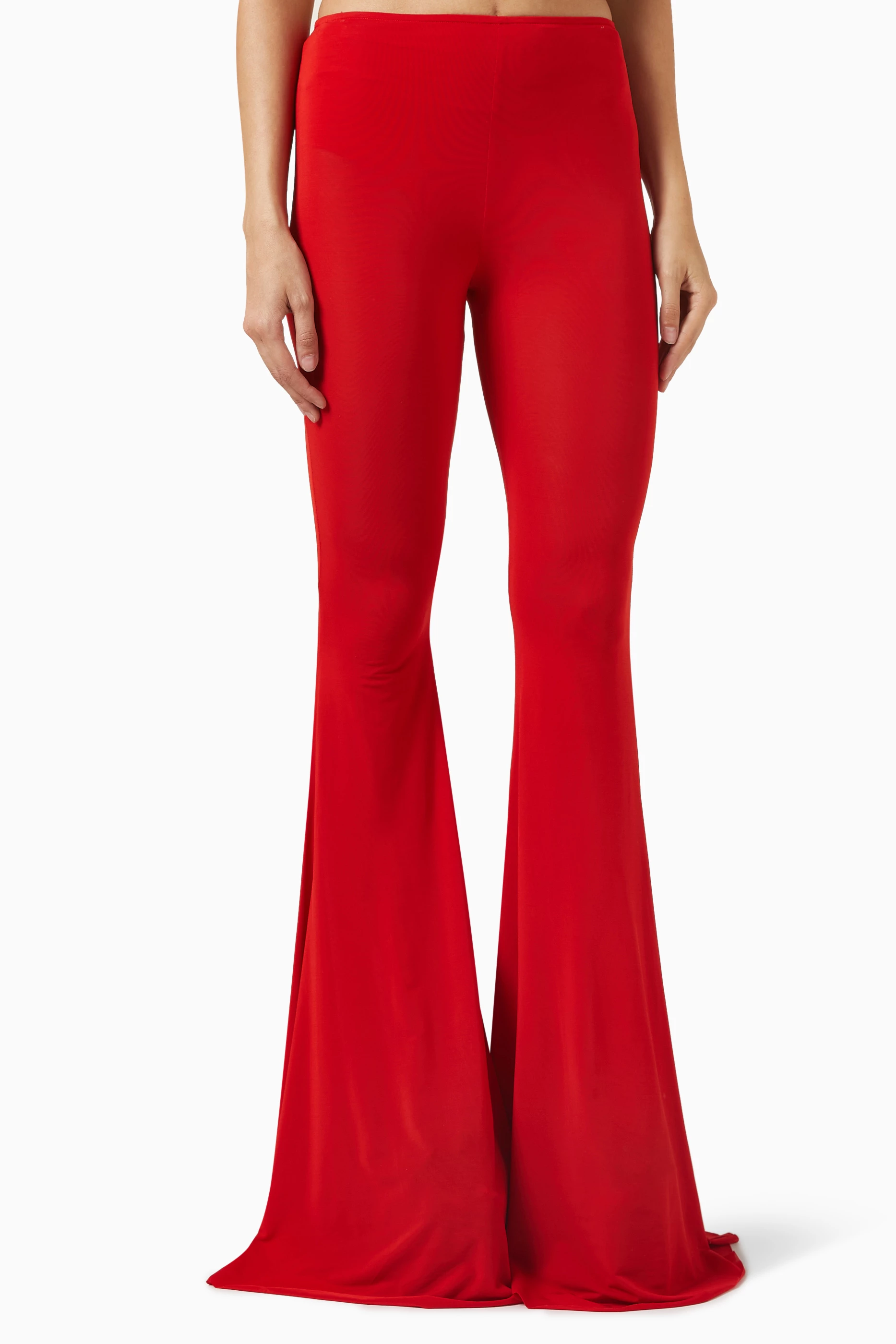Buy Giuseppe di Morabito Red Flared Pants in Viscose jersey for Women in UAE Ounass