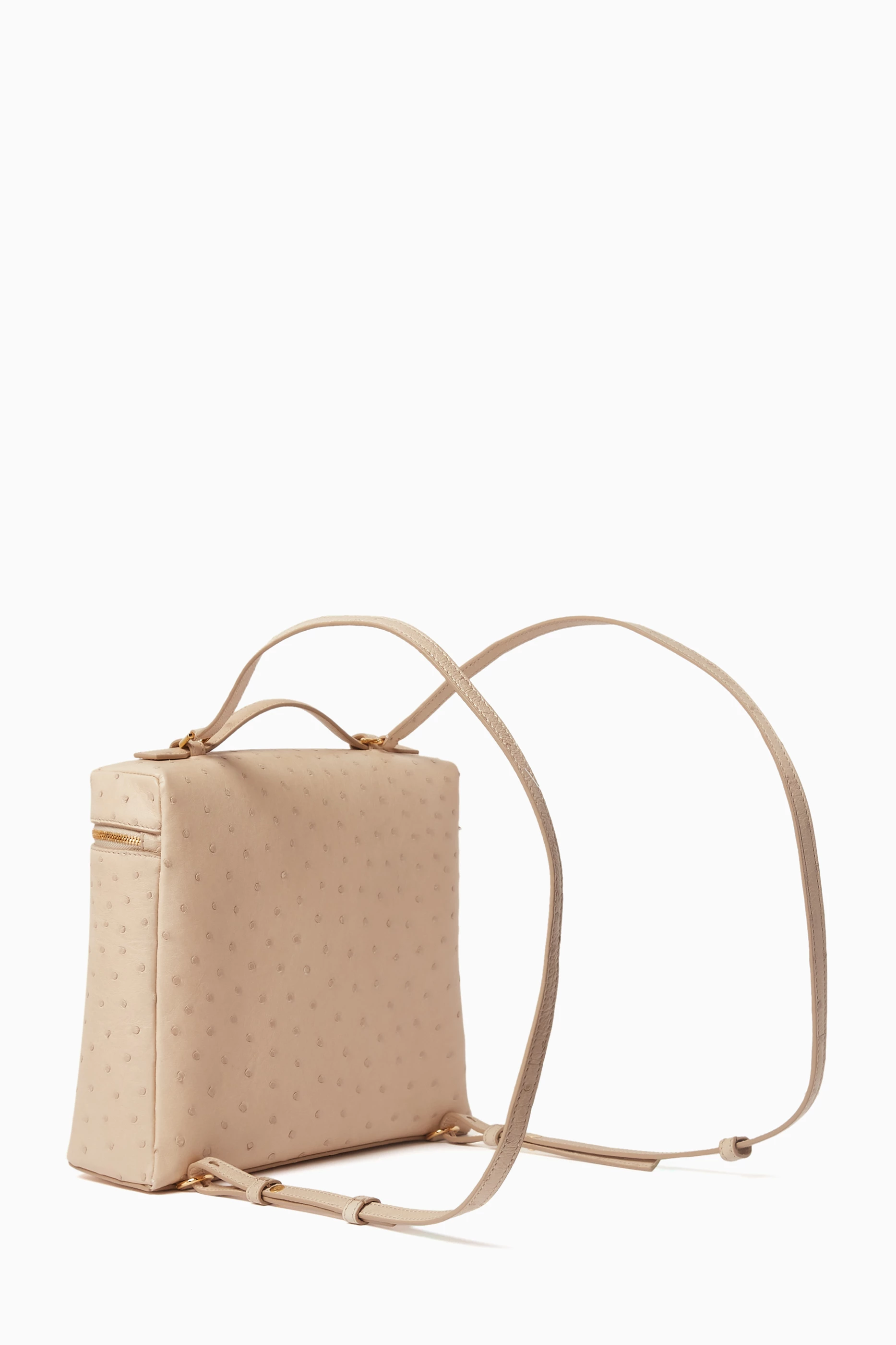 Buy Loro Piana Neutral Extra Pocket Backpack in Ostrich Leather