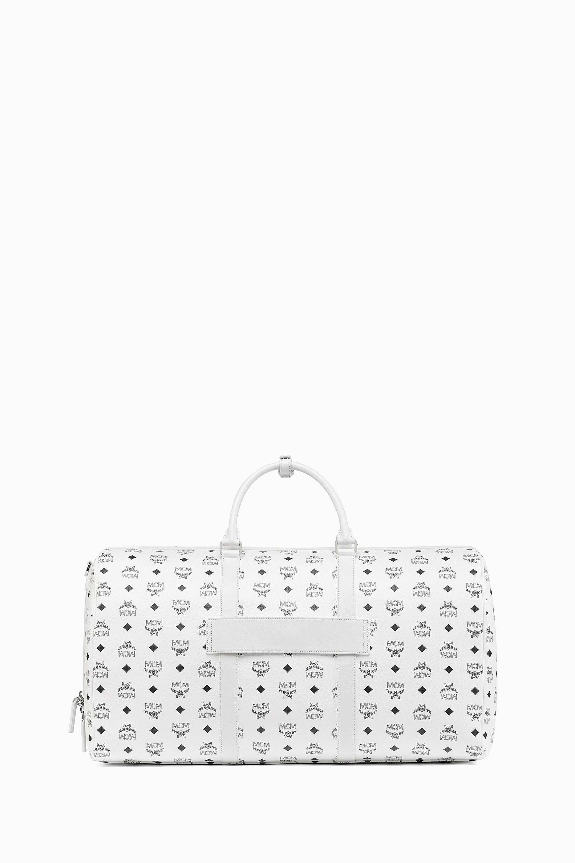 White mcm duffle bag sale