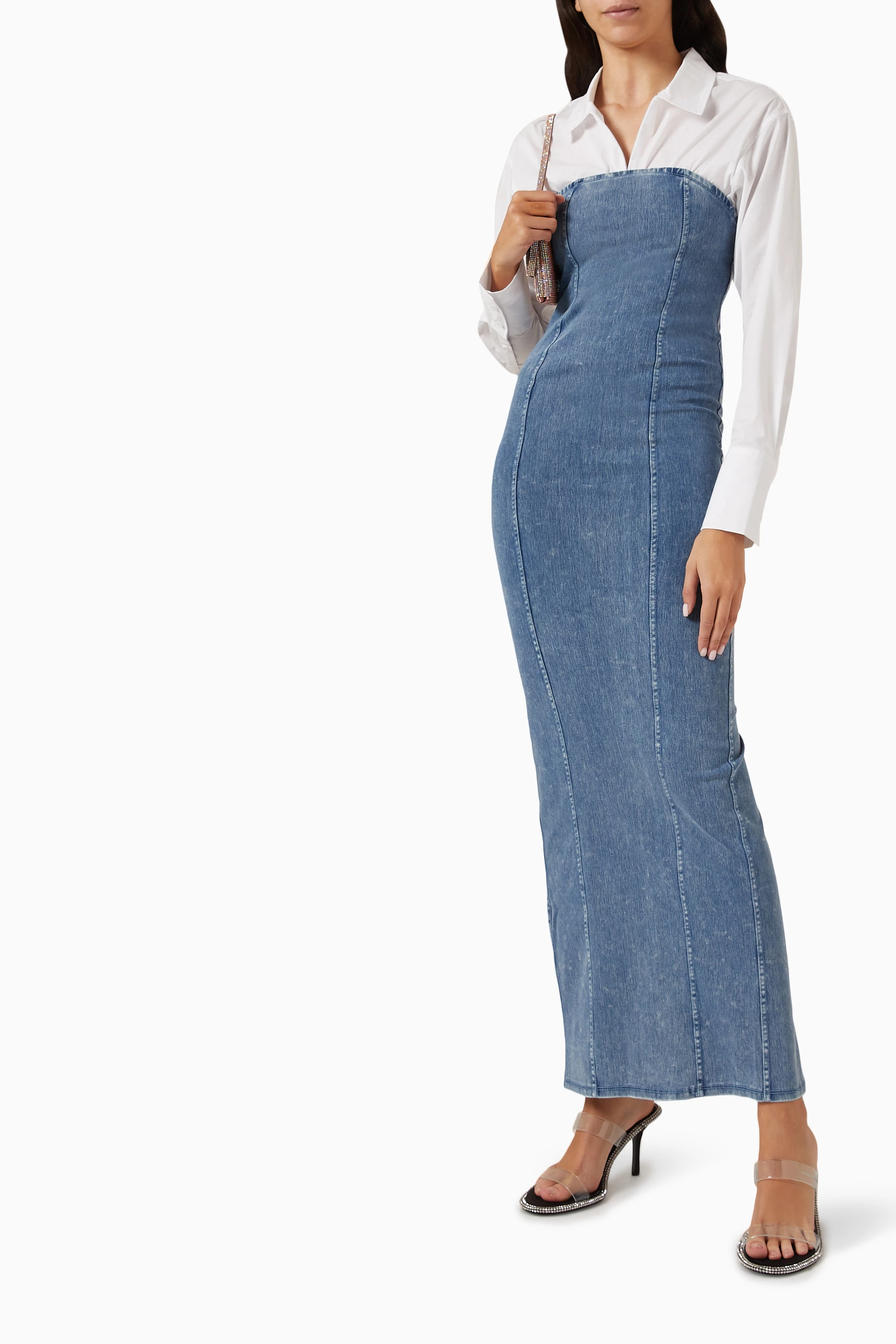 Buy Good American Blue Soft Sculpt Maxi Dress in Denim for Women in UAE Ounass