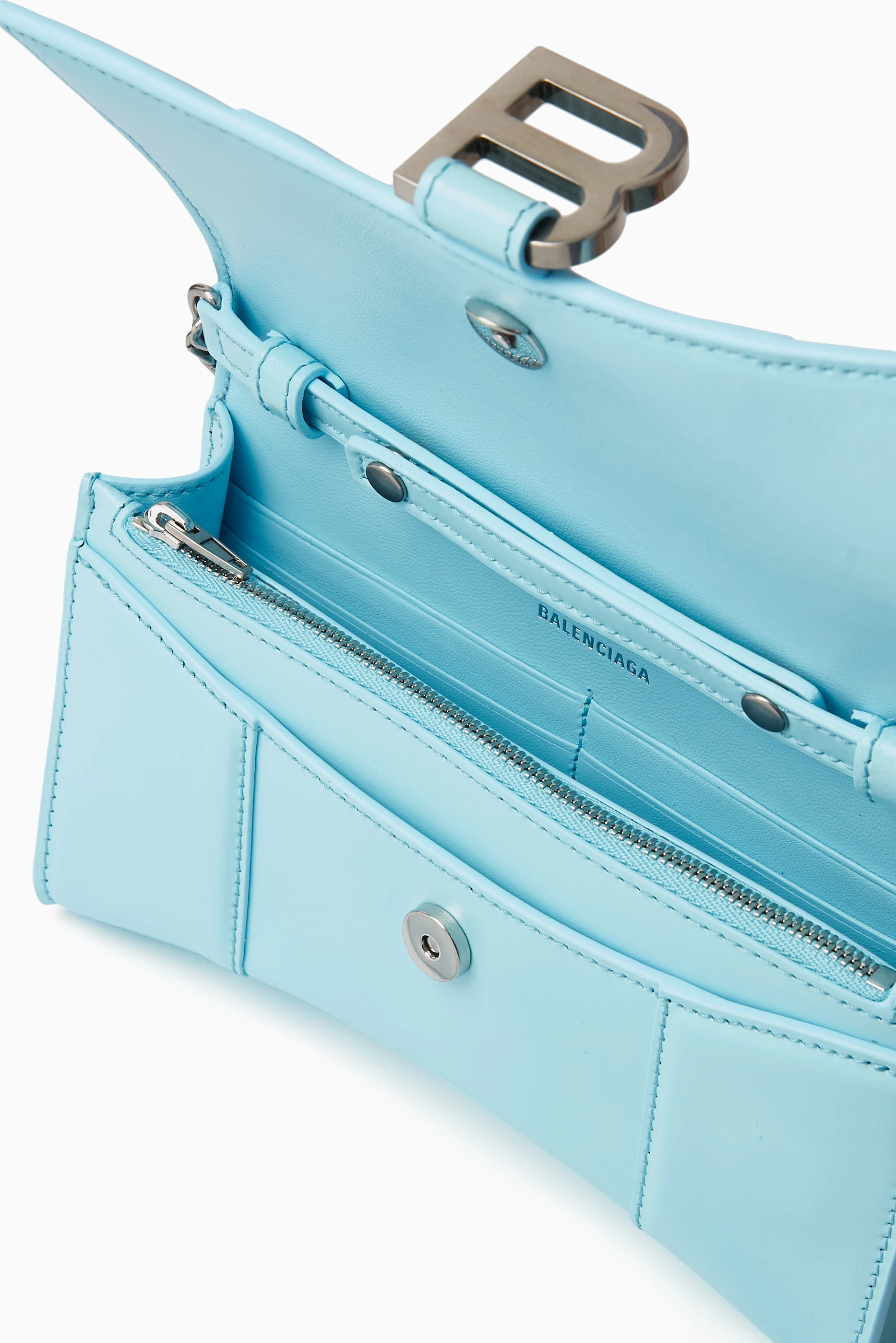 Buy Balenciaga Blue Hourglass Wallet on Chain in Shiny Box Calfskin for Women in UAE Ounass