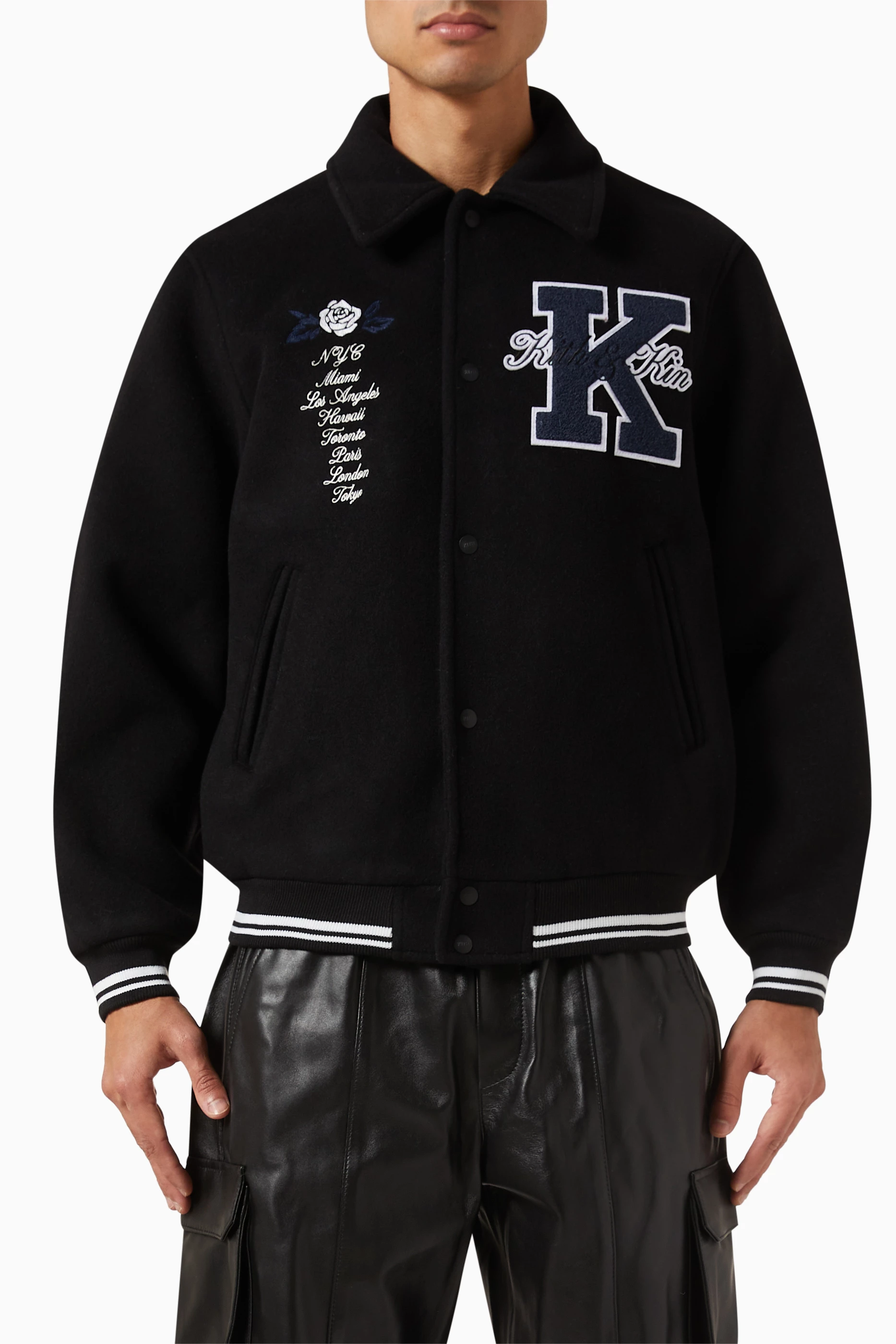 Buy Kith Black Coaches Jacket in Wool blend for Men in UAE Ounass