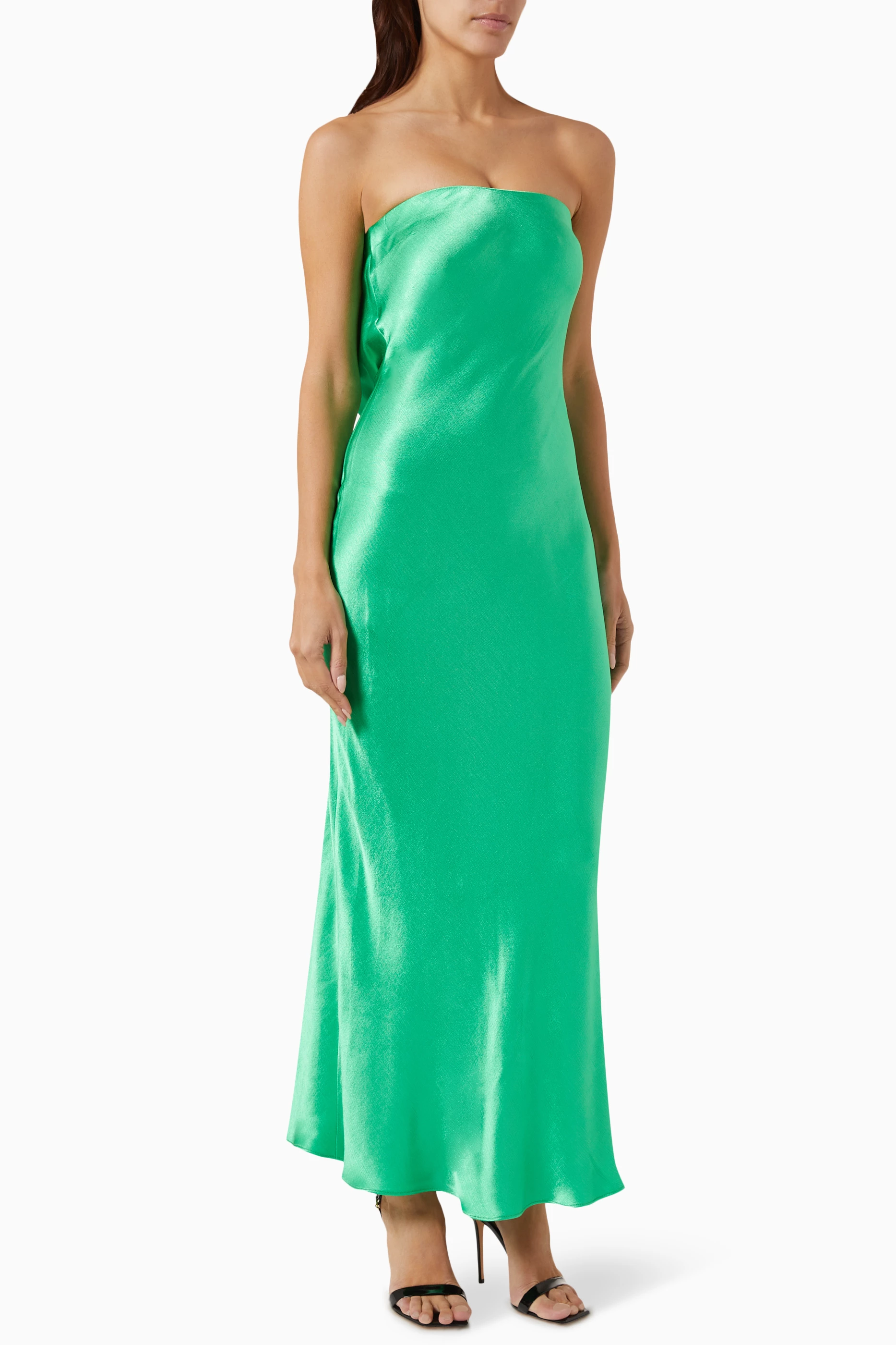 Green hot sale strapless dress