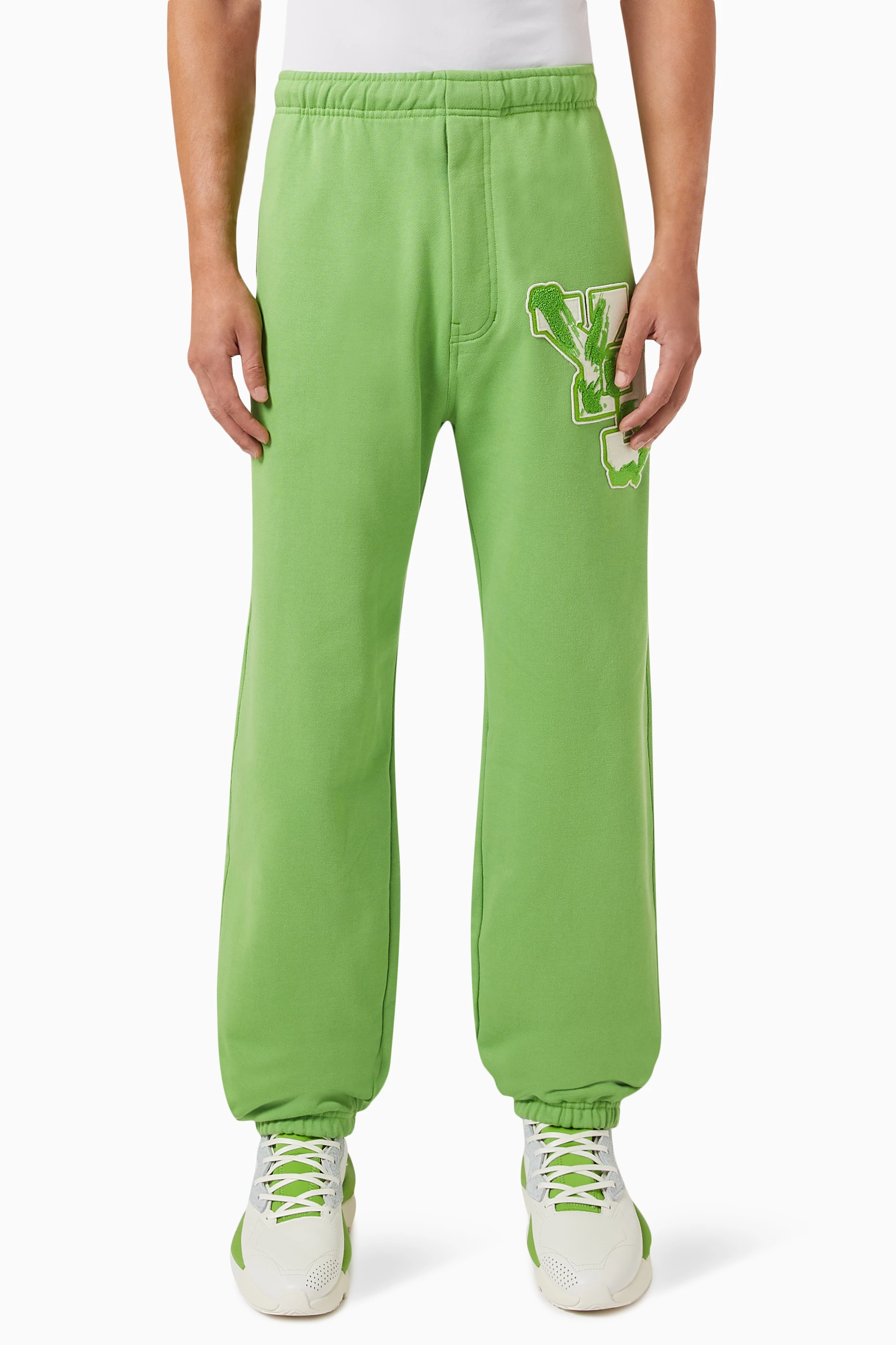 Buy Y 3 Green Logo Sweatpants in Organic Cotton Terry for Men in UAE Ounass