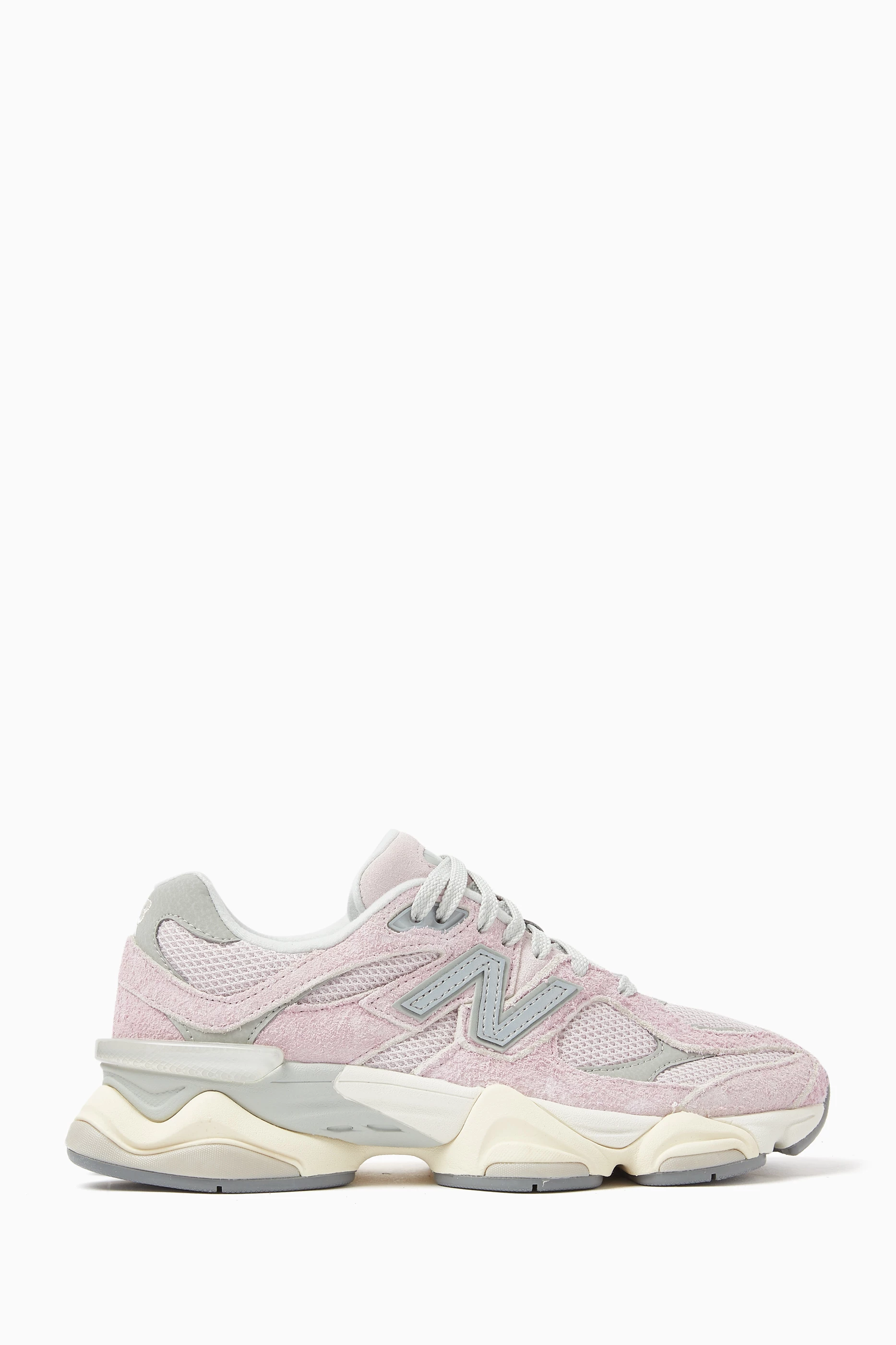 Buy New Balance Pink 9060 Hairy Sneakers in Suede and Mesh for