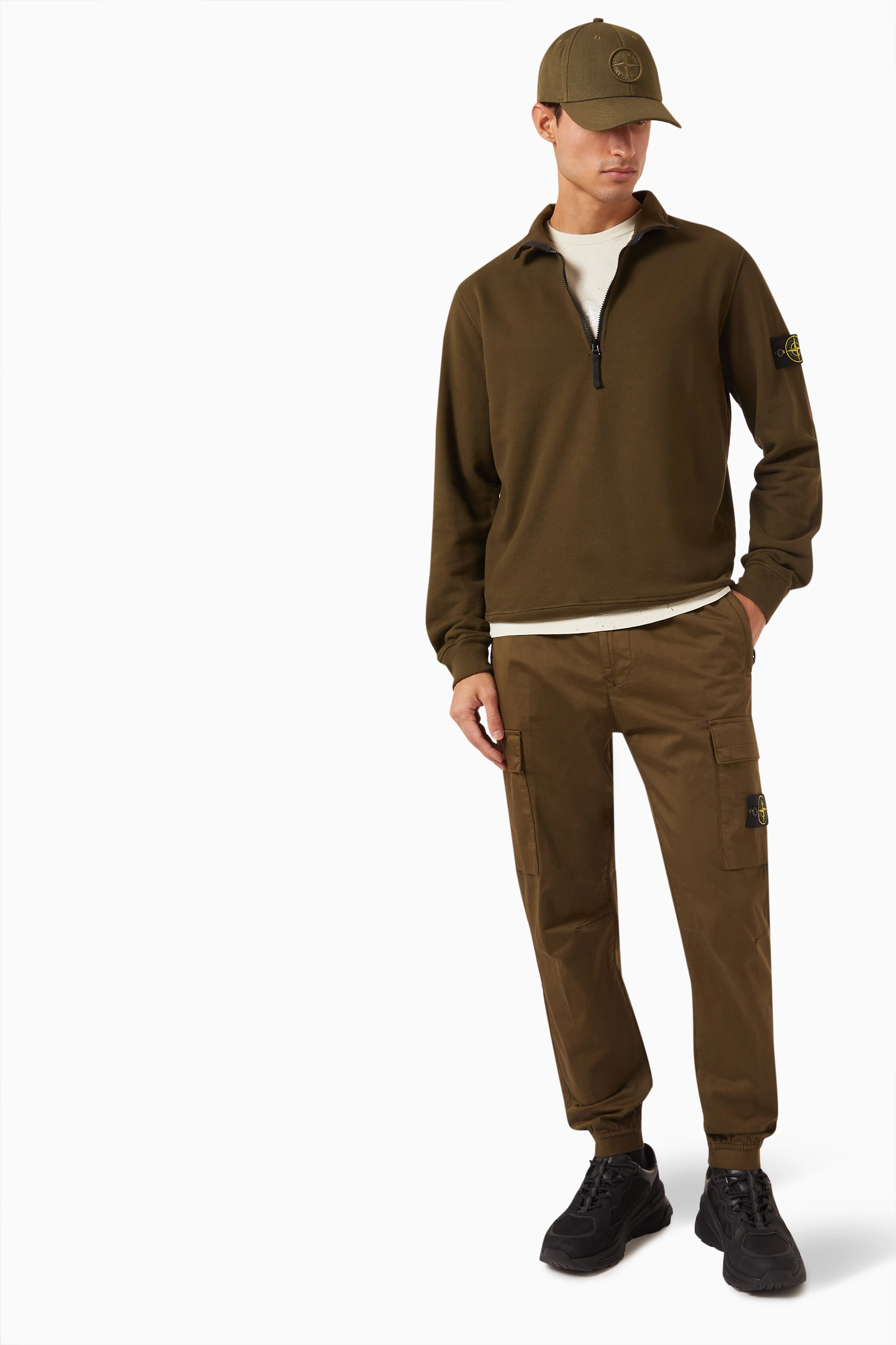Khaki green cheap stone island tracksuit