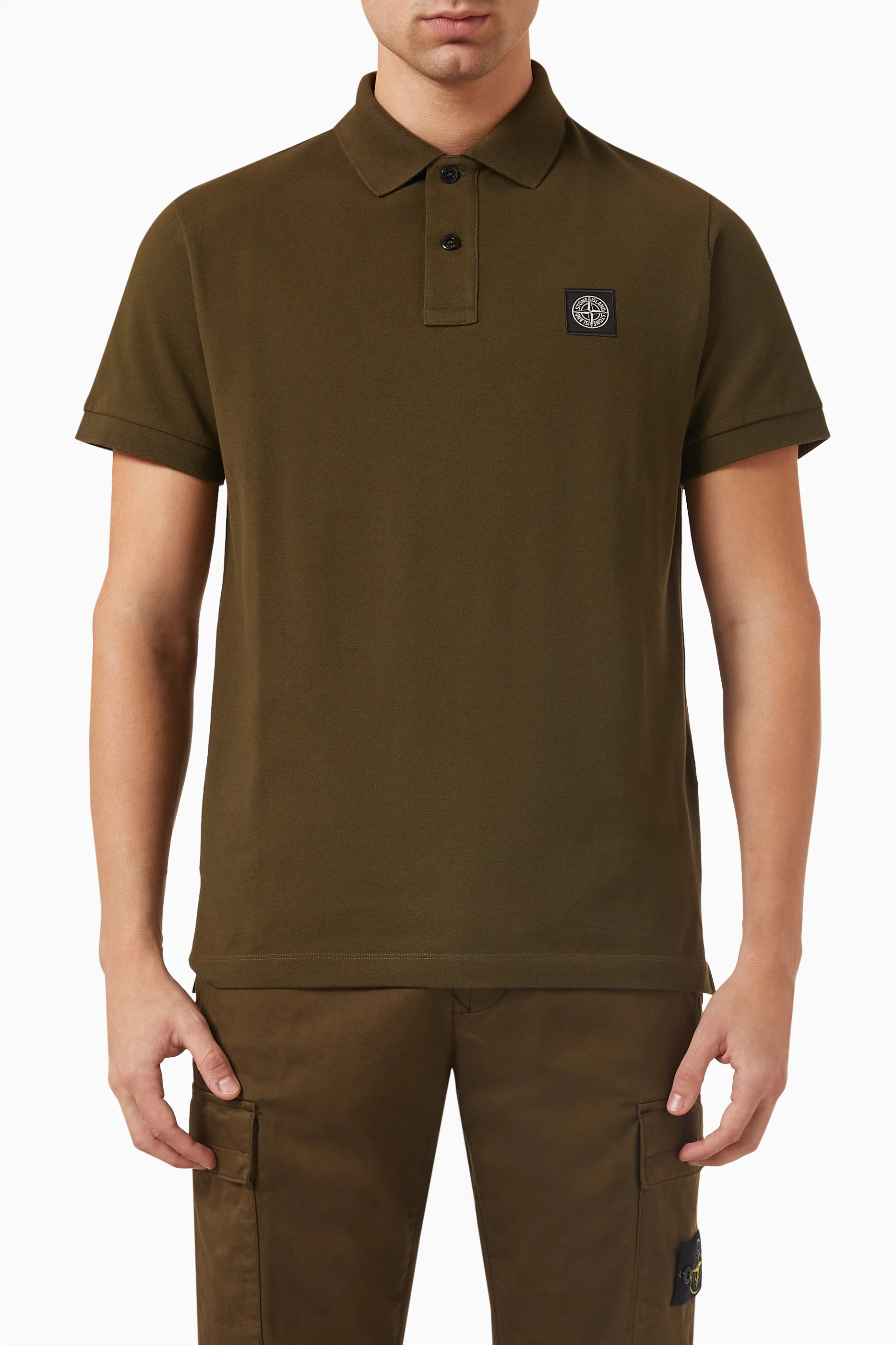 Stone island polo khaki online