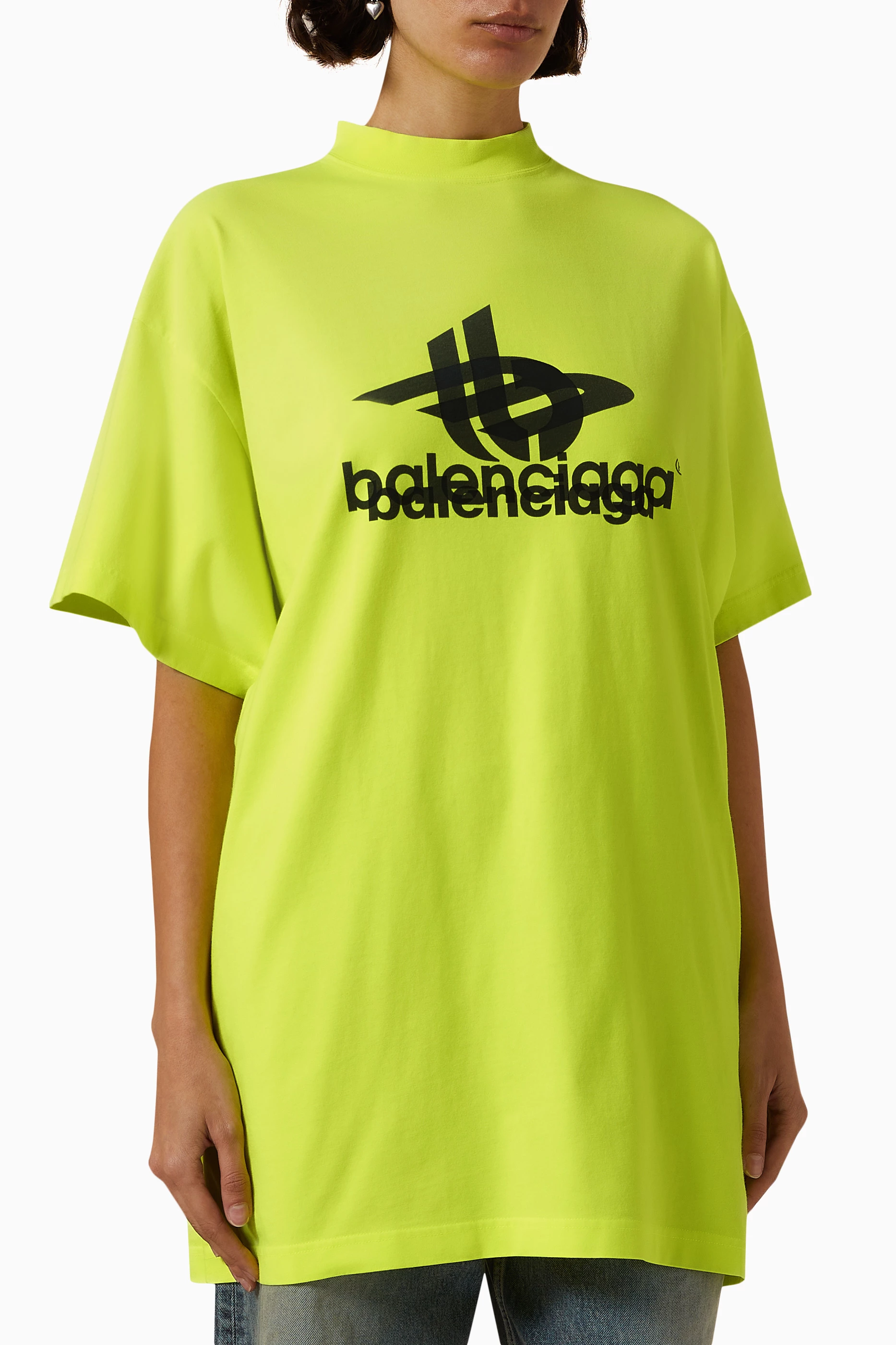 Buy Balenciaga Yellow Layered Sports Oversized T shirt in Jersey