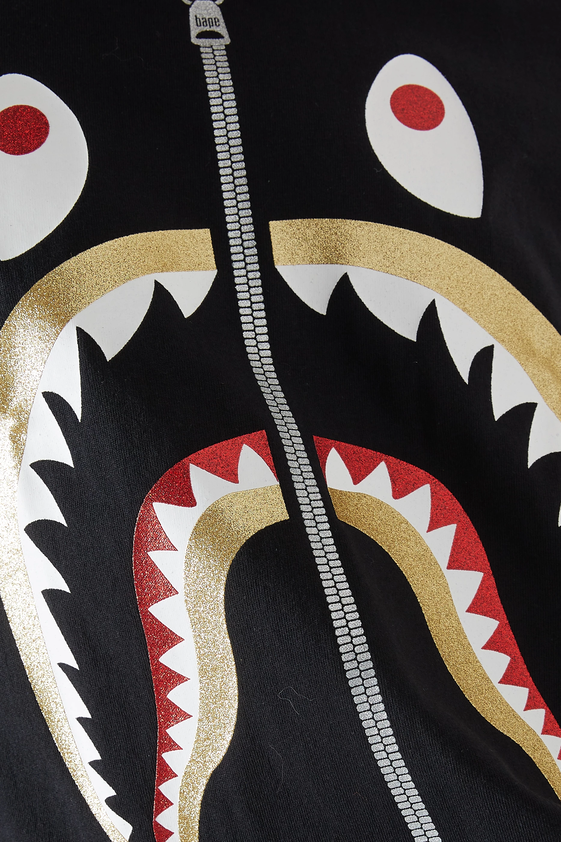 Bape shark tee sales gold zip