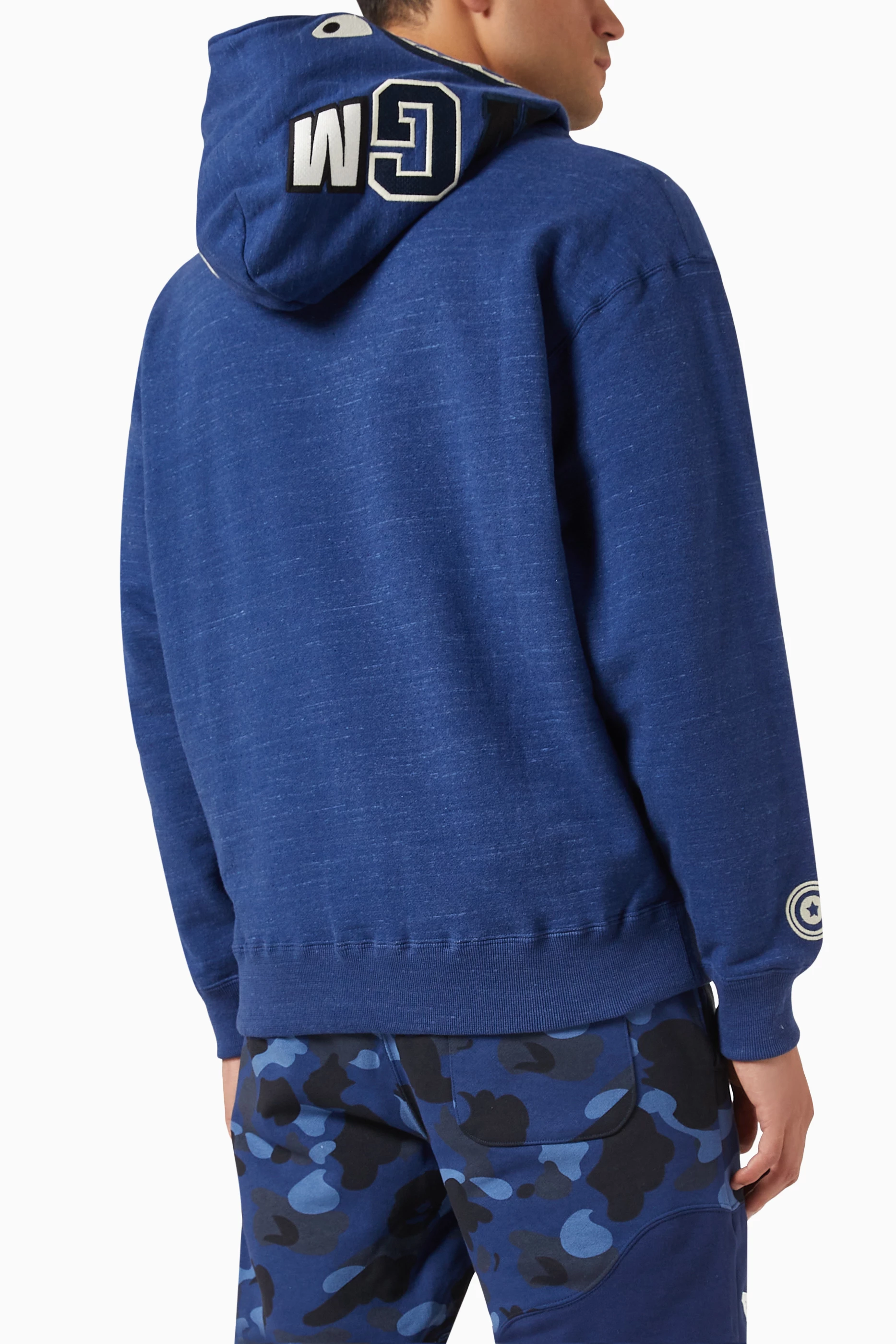 Buy A Bathing Ape Blue Shark Zip Hoodie in Cotton fleece for Men in UAE Ounass