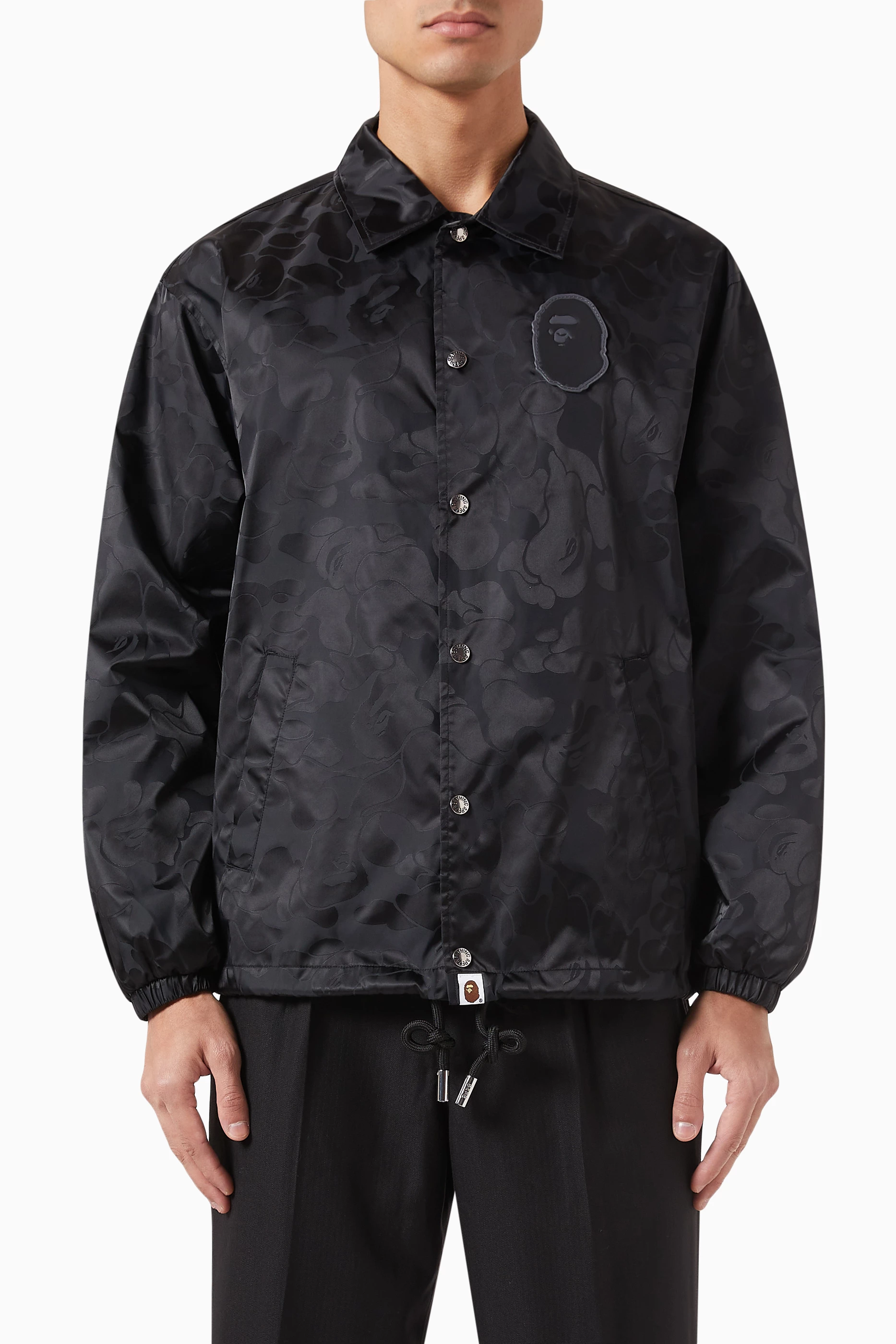Buy A Bathing Ape Black Tonal Solid Camo Coach Jacket in Nylon for