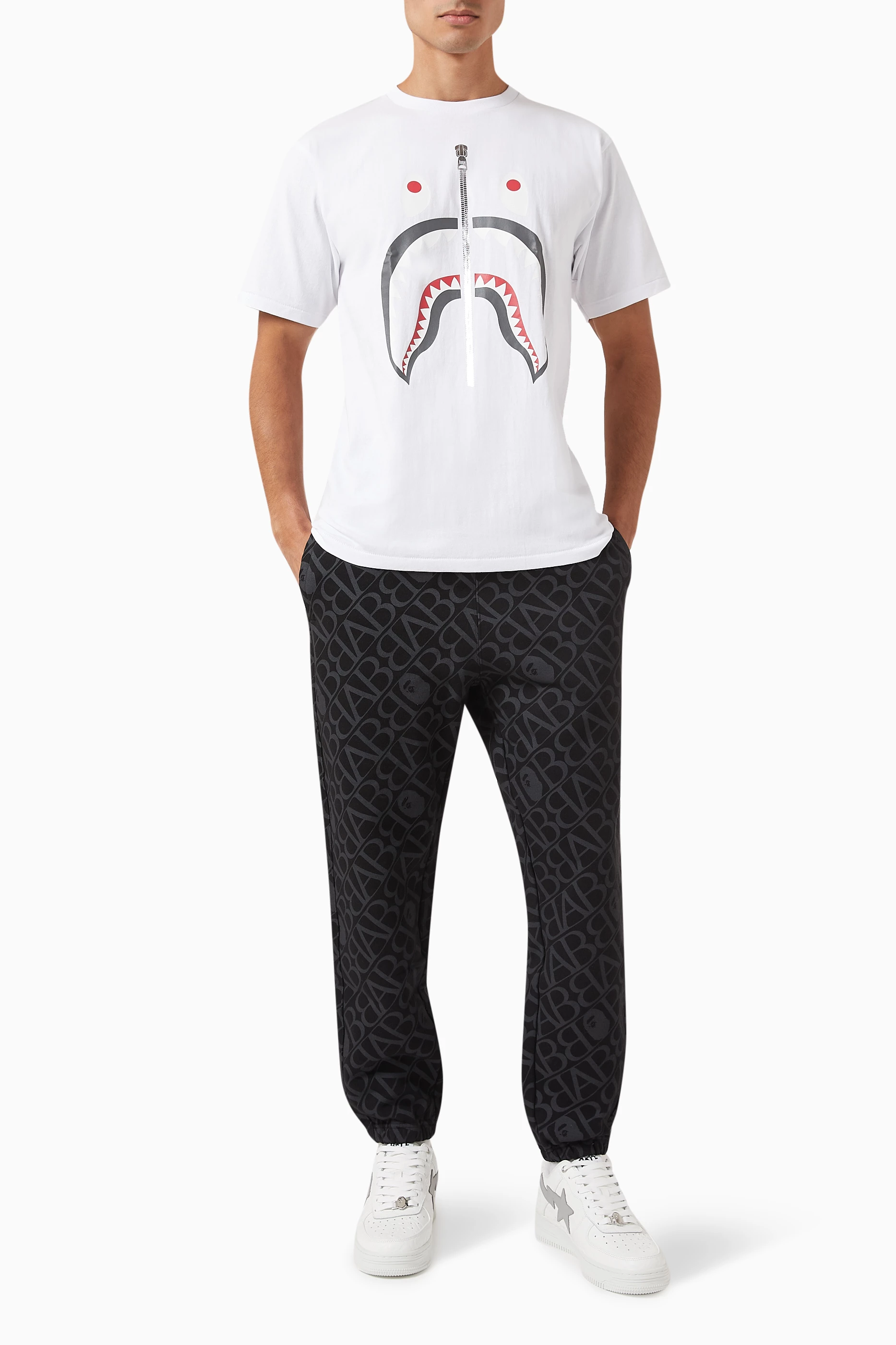 Buy A Bathing Ape Black Sport Monogram Pants in Cotton blend for
