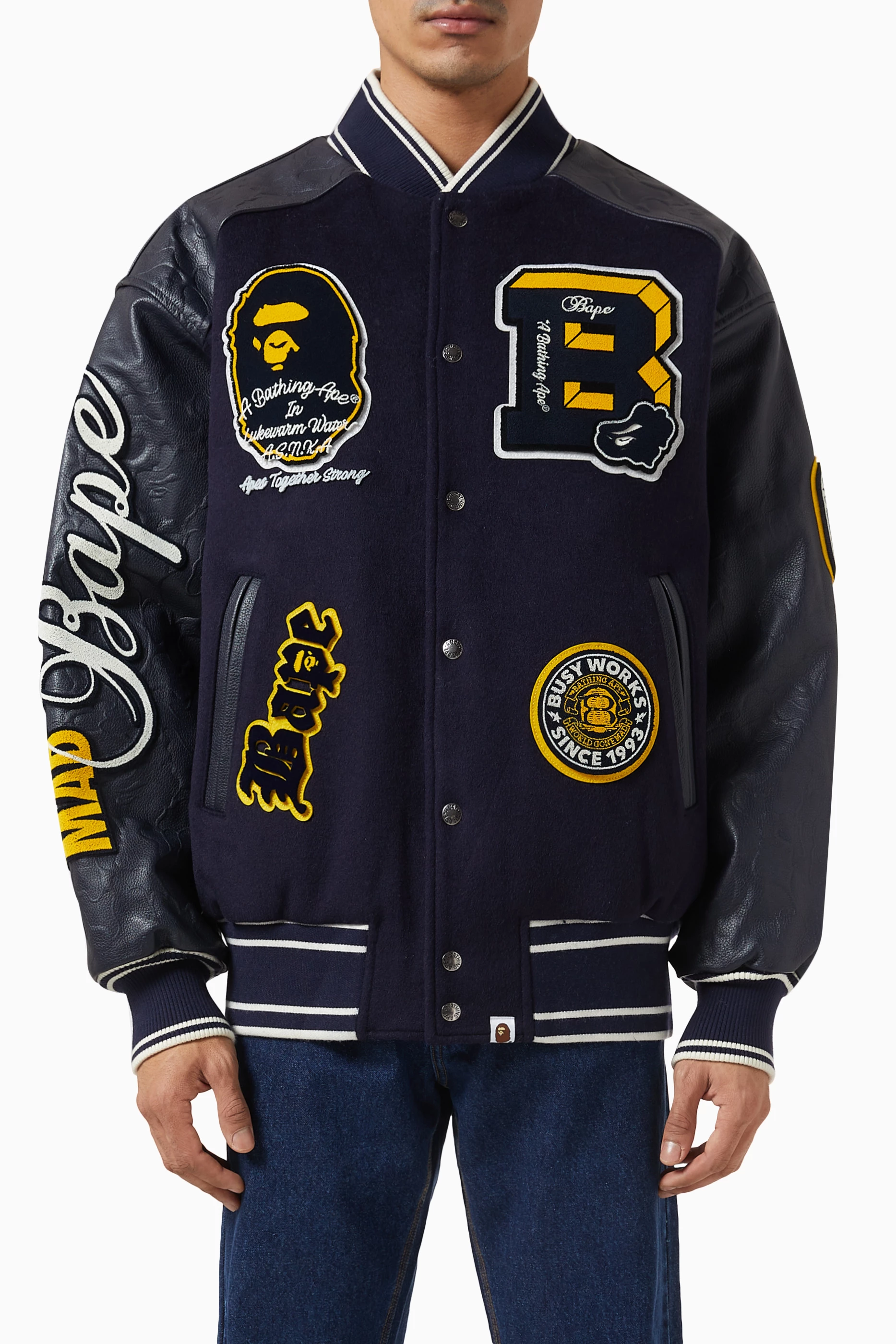Bathing ape varsity sales jacket