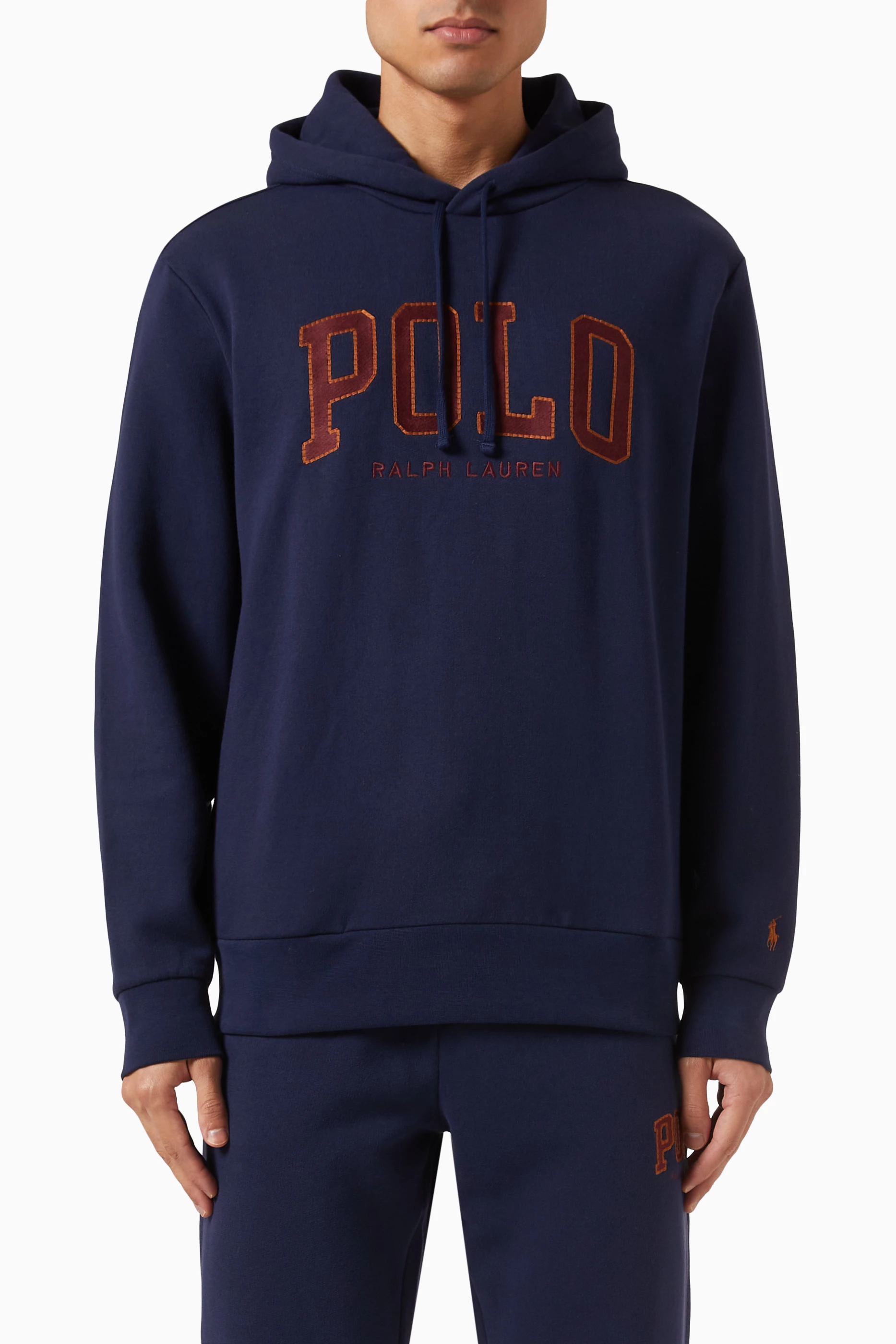 Buy Polo Ralph Lauren Blue Logo Hoodie in Fleece for Men in UAE