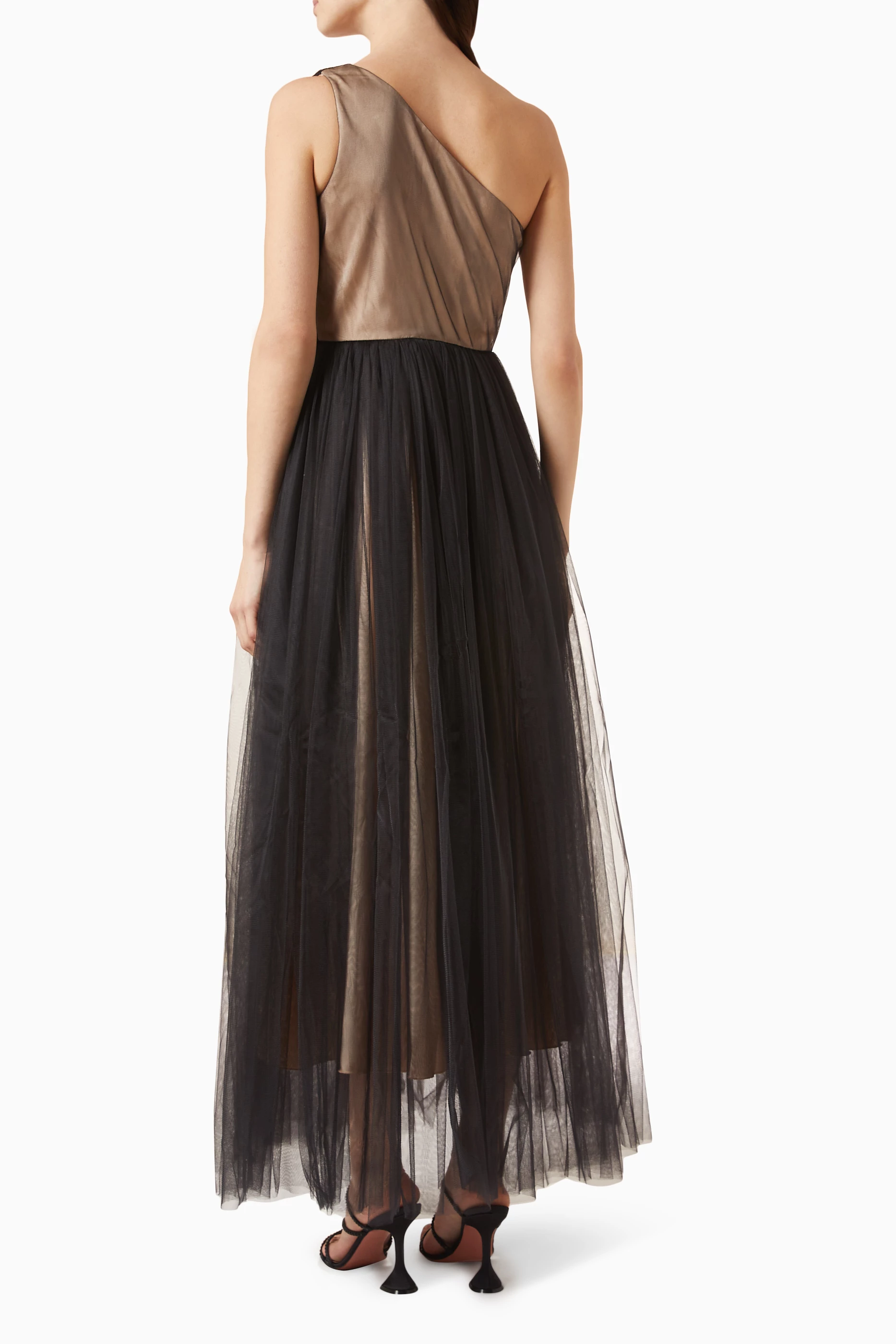 Endless  Black Shine Drape Maxi Dress by Noor Azhari