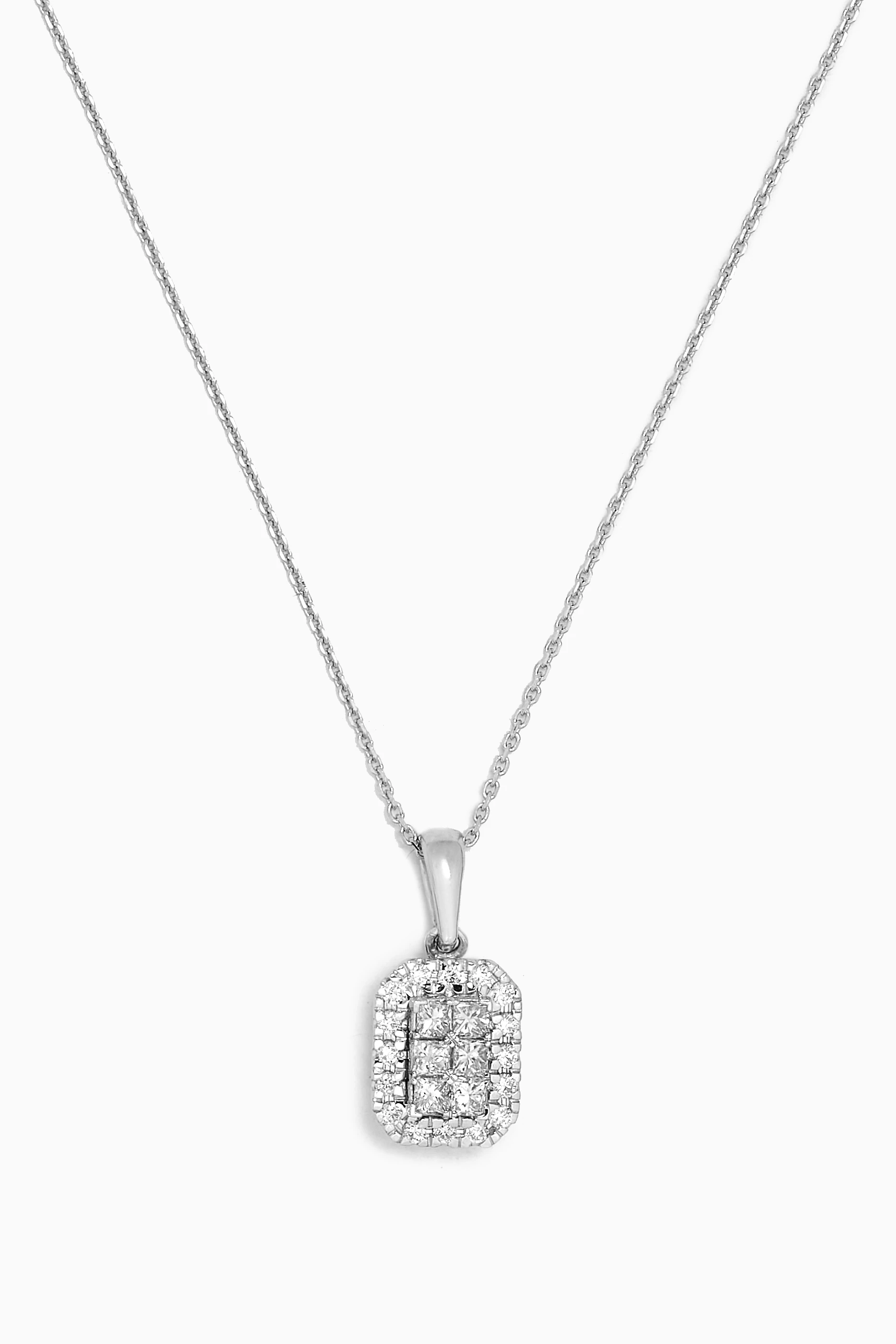 Buy Damas White Illusion Emerald Diamond Pendant Necklace in 18kt