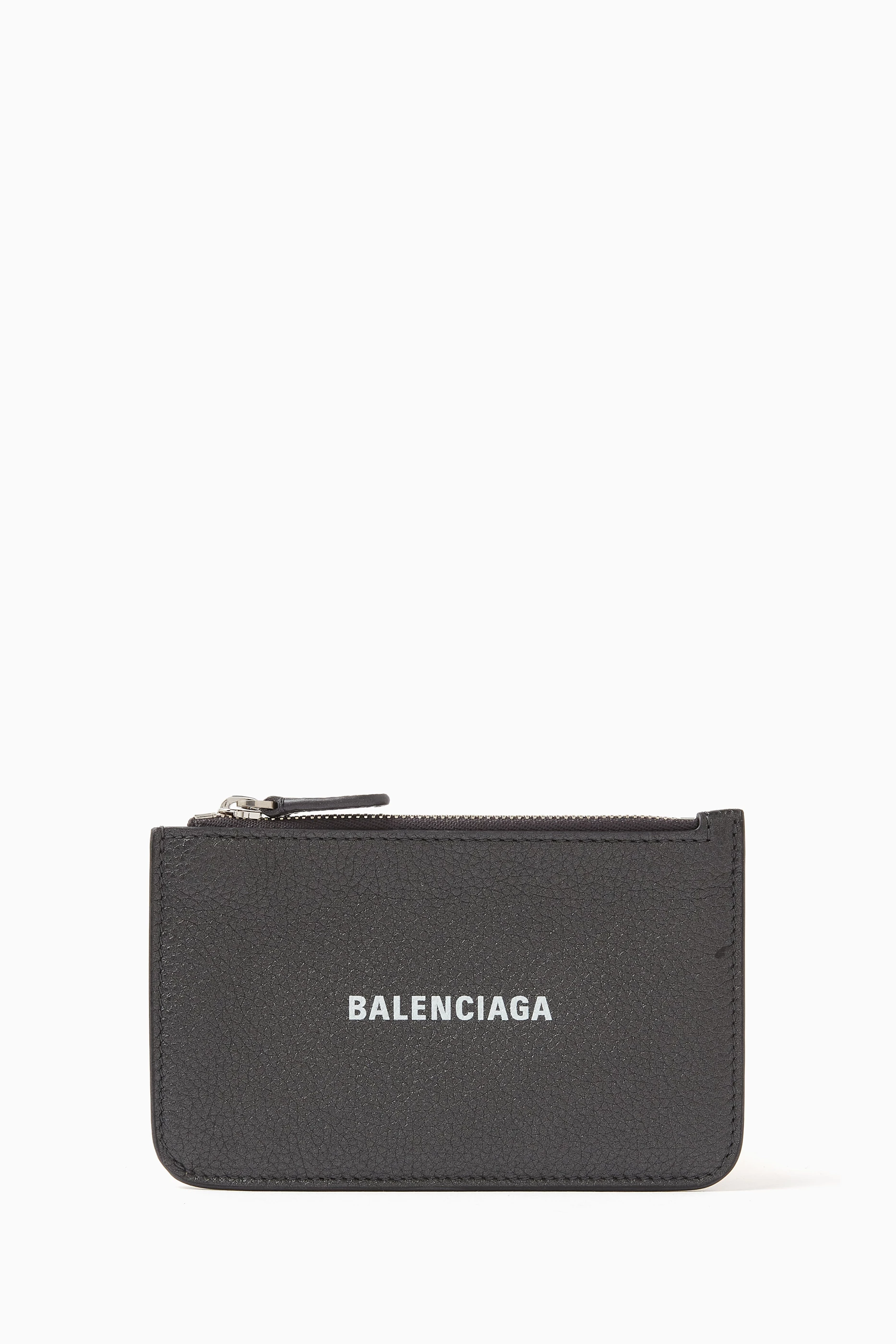 Buy Balenciaga Grey Cash Large Long Coin Card Holder in Metallized Grained Calfskin for Women in UAE Ounass