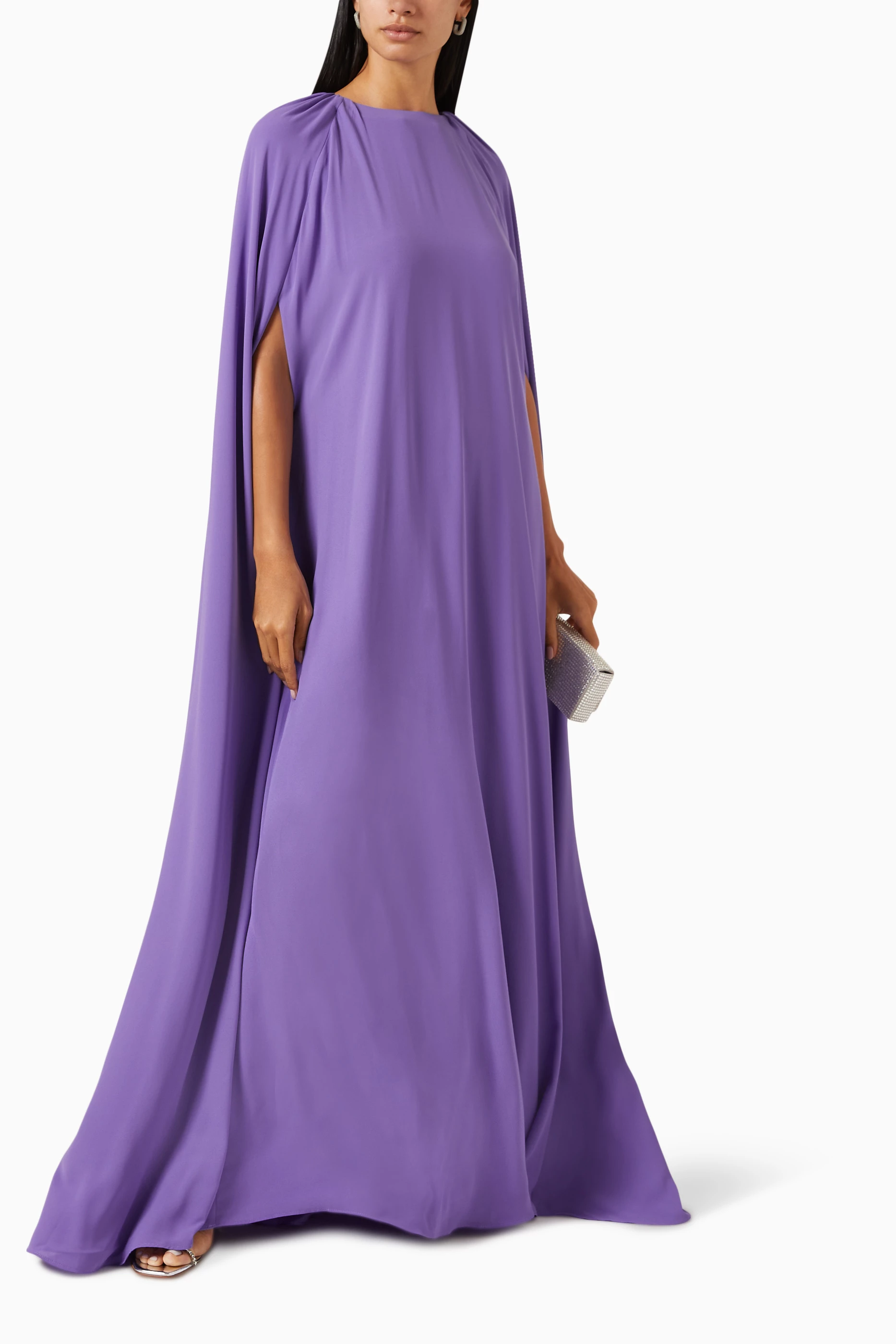 Purple shop cape dress