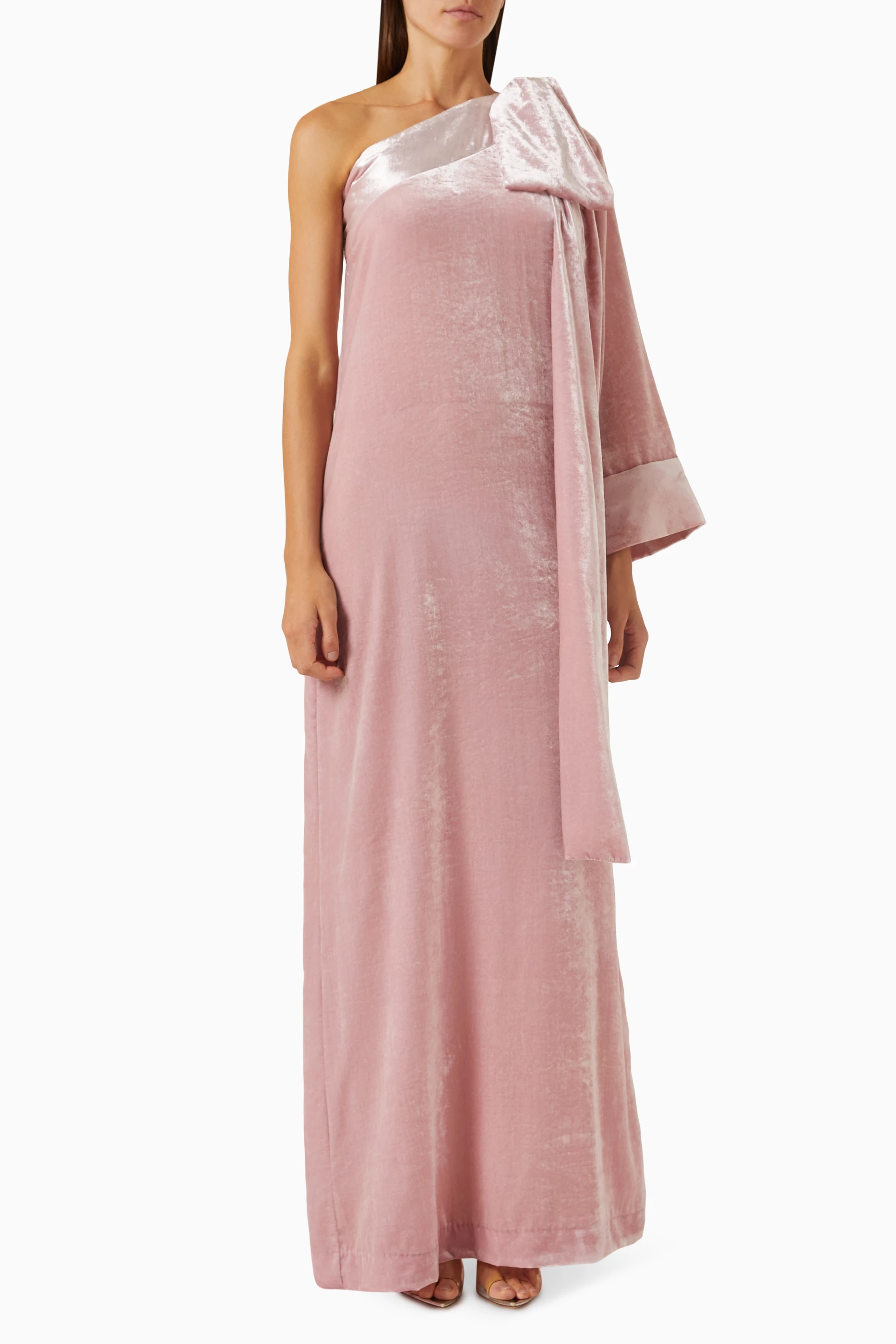 One shoulder velvet maxi dress discount