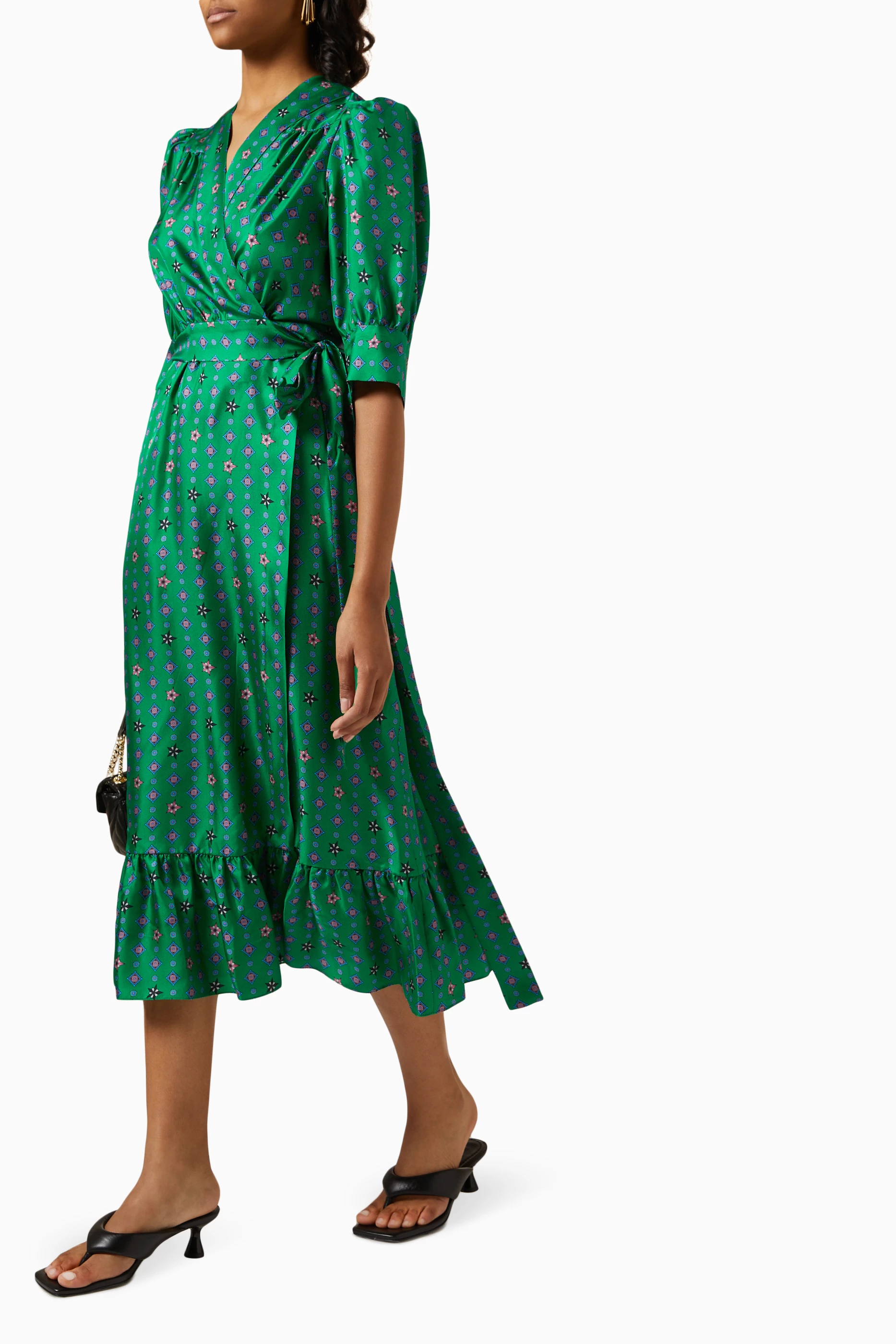 Sandro green silk dress hot sale